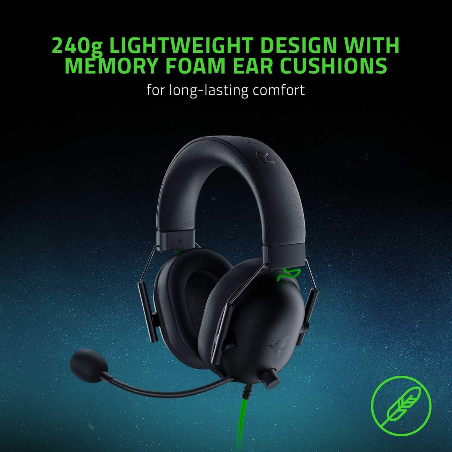 Auriculares para juegos Razer BlackShark V2 X: sonido envolvente 7.1, controladores de 50 mm, almohadilla de espuma viscoelástica, para PC, PS4, PS5, Switch, conector de audio de 3,5 mm, color negro 