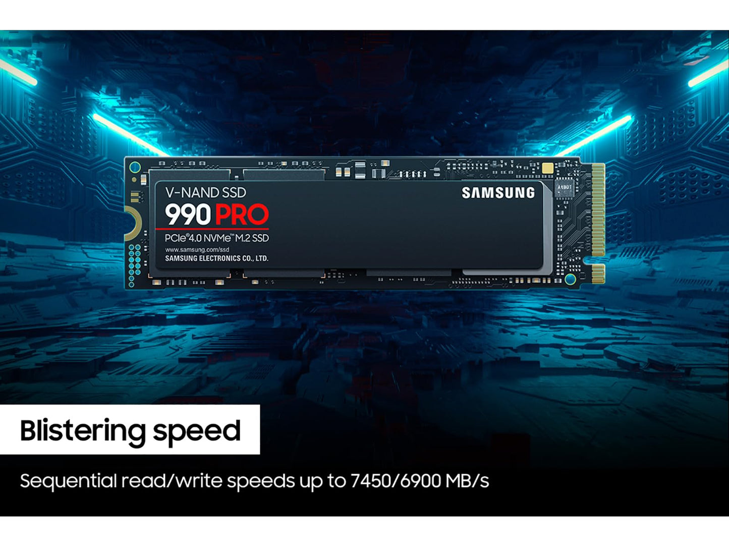 SAMSUNG 990 PRO SSD NVMe M.2 PCIe Gen4, M.2 2280 Internal Solid State Hard Drive, Seq. Read Speeds Up to 7,450 MB/s for High End Computing, Gaming, and Heavy Duty Workstations, MZ-V9P2T0B/AM