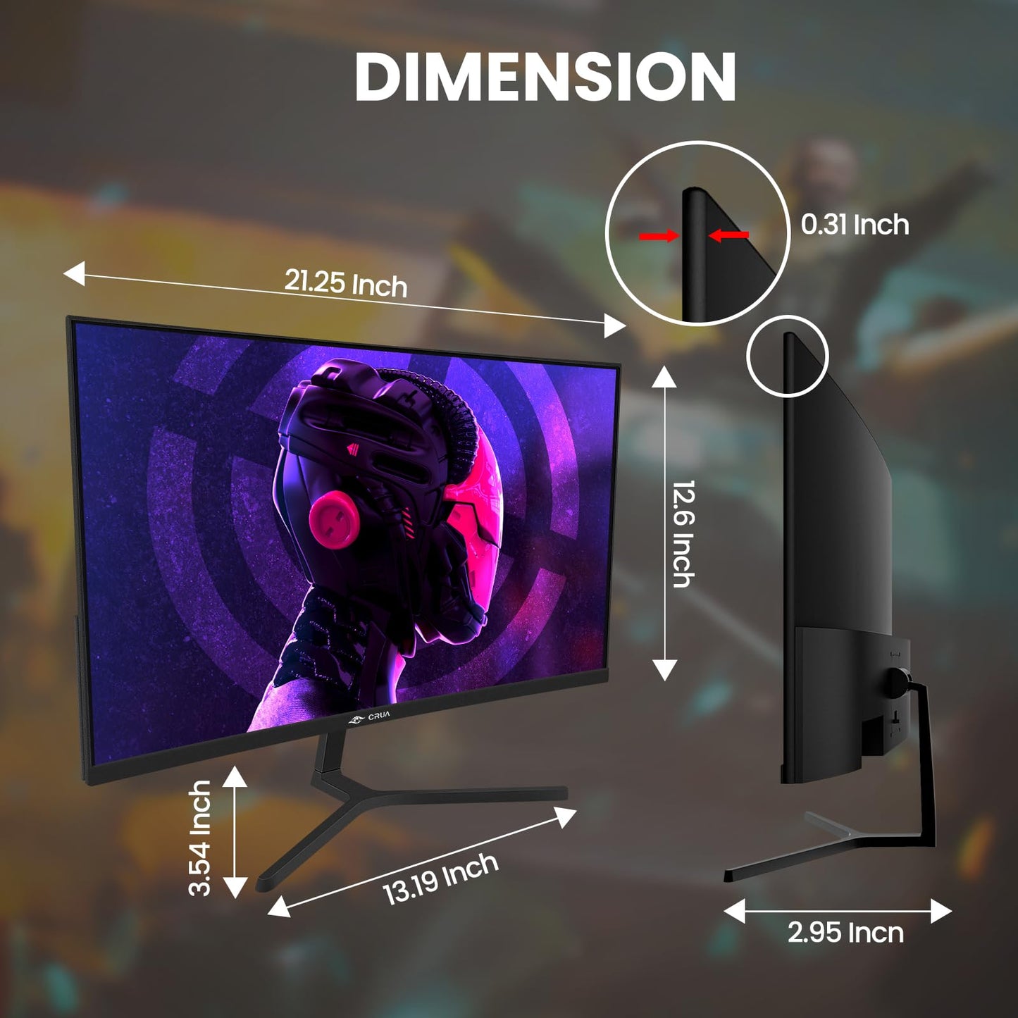 CRUA 24 Inch 144hz/180hz Curved Gaming Monitor, FHD 1080P Frameless Computer Monitors, Support AMD freesync Low Motion Blur, Eye Care, DP, HDMI, Compatible Wall Mountable Installs-Black