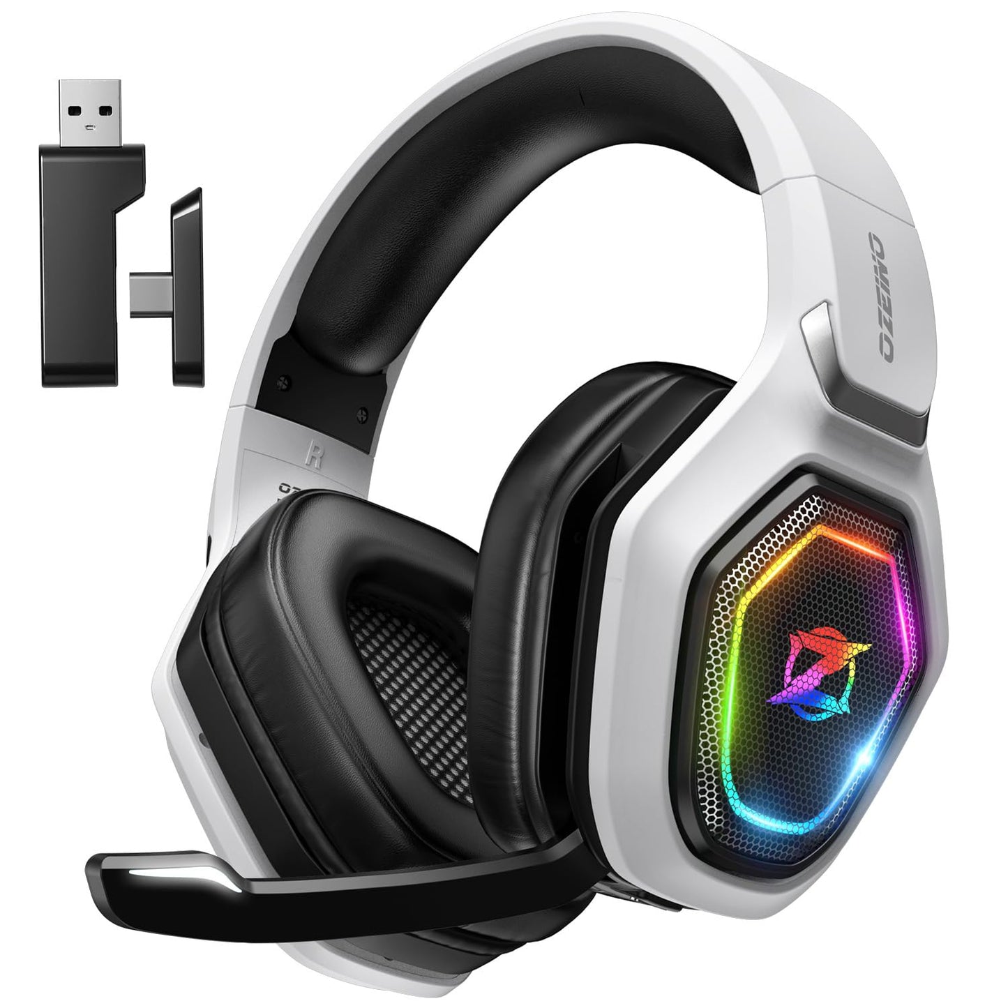 2.4GHz Wireless Gaming Headset for PC, Ps5, Ps4 - Lossless Audio USB & Type-C Ultra Stable Gaming Headphones with Flip Microphone, 40-Hr Battery Gamer Headset for Switch, Laptop, Mobile, Mac