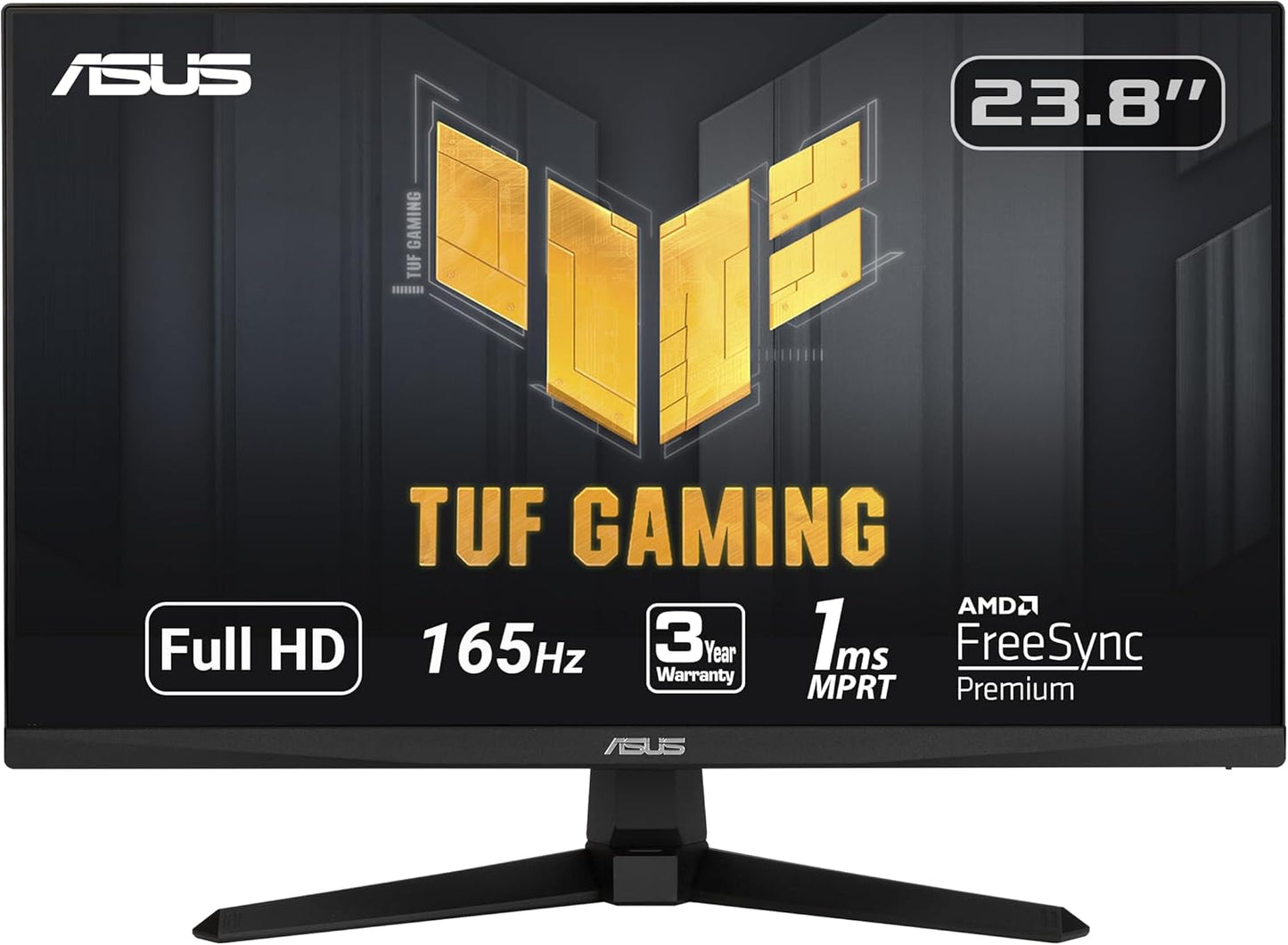 ASUS TUF Gaming 23.8” 1080P Monitor (VG247Q1A) - Full HD, 165Hz (Supports 144Hz), 1ms, Extreme Low Motion Blur, Adaptive-sync, FreeSync Premium, Shadow Boost, Speakers, Eye Care, HDMI, DisplayPort