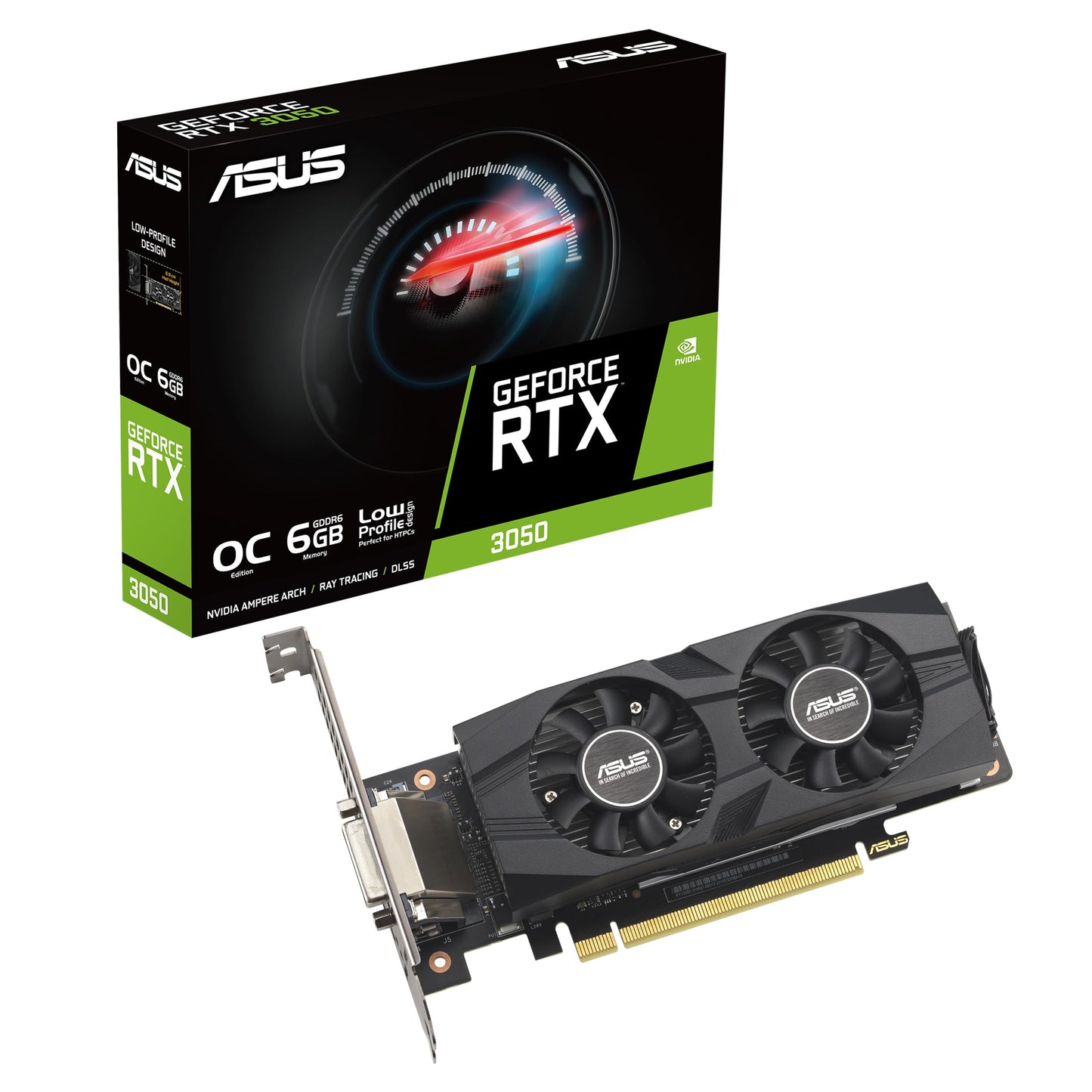 Tarjeta gráfica para juegos ASUS Dual NVIDIA GeForce RTX 3050 6GB OC Edition: PCIe 4.0, memoria GDDR6 de 6 GB, HDMI 2.1, DisplayPort 1.4a, diseño de 2 ranuras, diseño de ventilador Axial-tech, tecnología 0dB, soporte de acero 