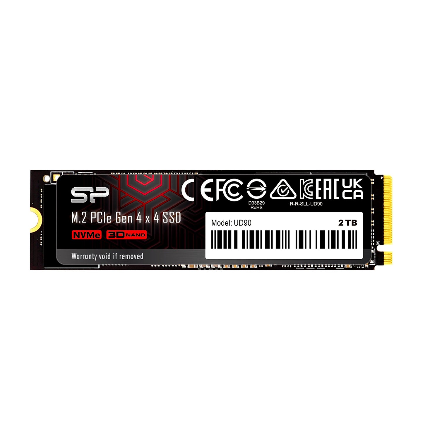 SSD PCIe M.2 NVMe 4.0 Gen4 UD90 de Silicon Power de 2 TB con velocidad de lectura/escritura de hasta 5000/4800 MB/s (SP02KGBP44UD9005) 