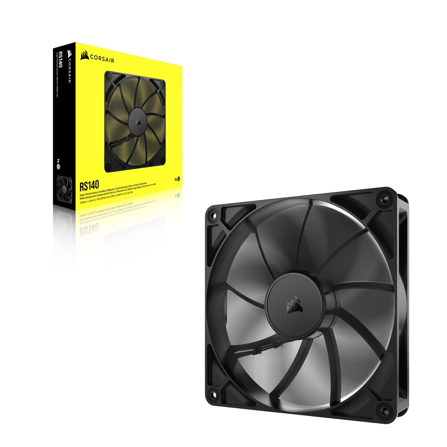 CORSAIR RS120 120mm PWM Fans – Daisy-Chain Connection – Low-Noise – Magnetic Dome Bearing – Triple Pack – Black