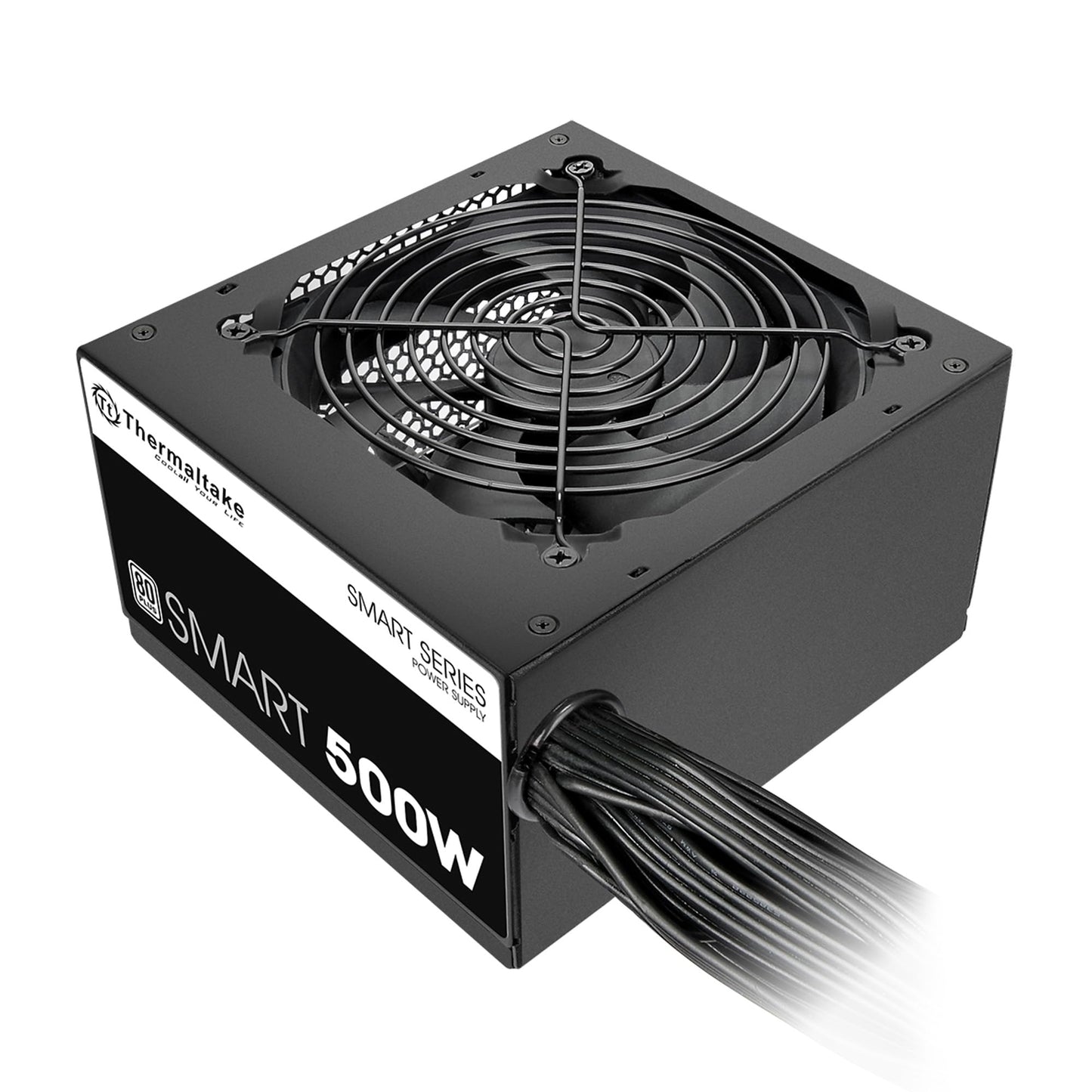 Thermaltake Smart 500W 80+ White Certified PSU, Continuous Power with 120mm Ultra Quiet Cooling Fan, ATX 12V V2.3/EPS 12V Active PFC Power Supply PS-SPD-0500NPCWUS-W