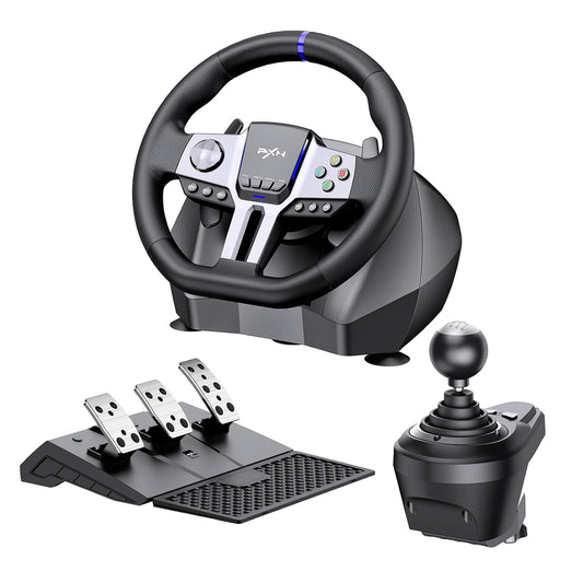 Volante para PC PXN, V9 GEN2, simulador de coche universal USB, volante de carreras de 270/900 grados con 3 pedales y palanca de cambios, paquete para PC, Xbox One, Xbox Series X/S, PS4, PS3, Switch 