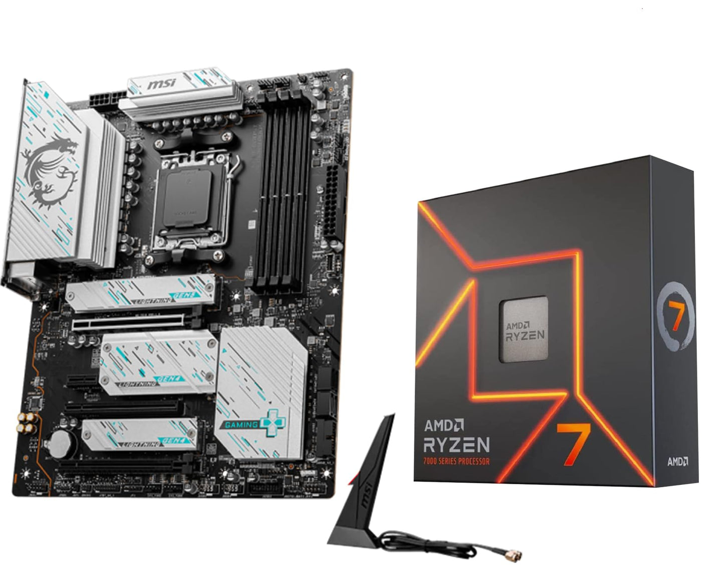 Procesador de escritorio desbloqueado AMD Ryzen 7 7700X de 8 núcleos y 16 subprocesos AM5 de 5,4 GHz con placa base MSI PRO B650-P WiFi ProSeries (AMD AM5, ATX, DDR5, PCIe 4.0) INLAND Micro Center 