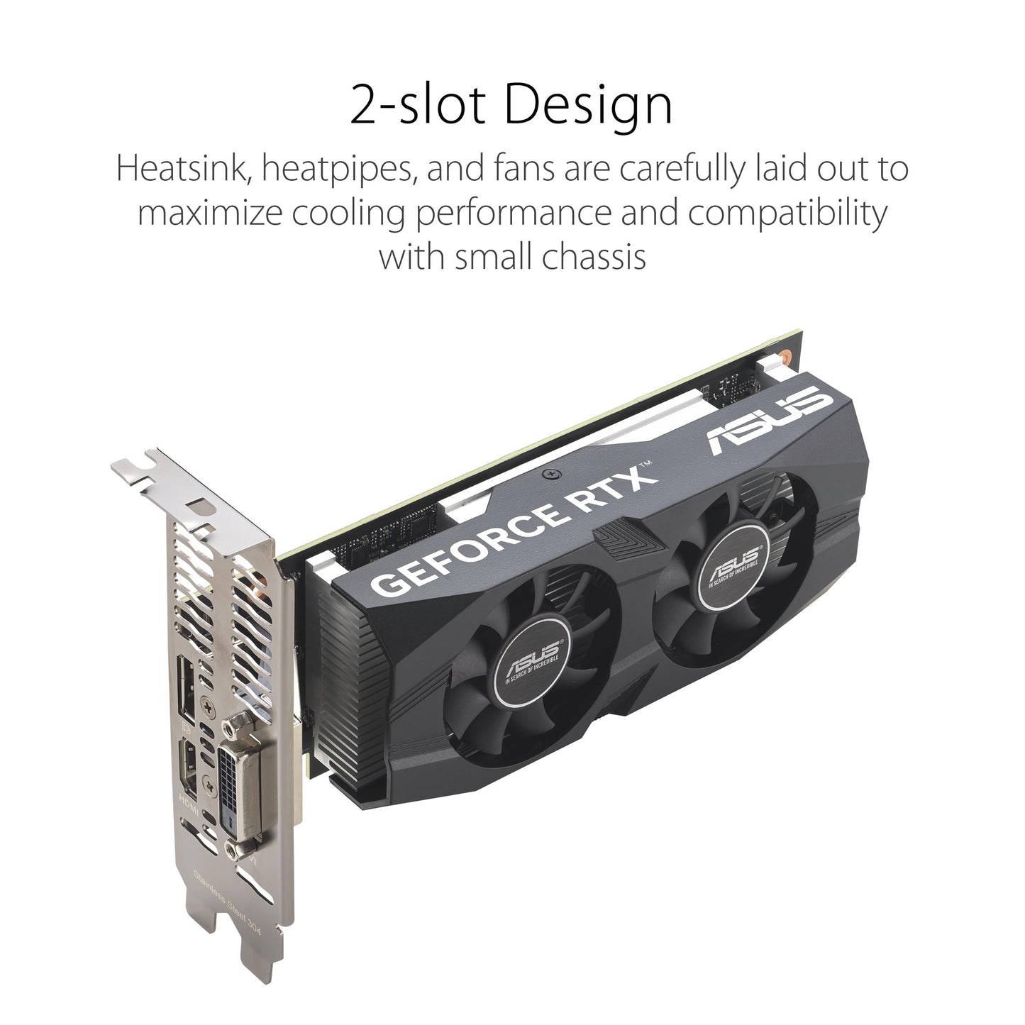 ASUS Dual NVIDIA GeForce RTX 3050 6GB OC Edition Gaming Graphics Card - PCIe 4.0, 6GB GDDR6 Memory, HDMI 2.1, DisplayPort 1.4a, 2-Slot Design, Axial-tech Fan Design, 0dB Technology, Steel Bracket