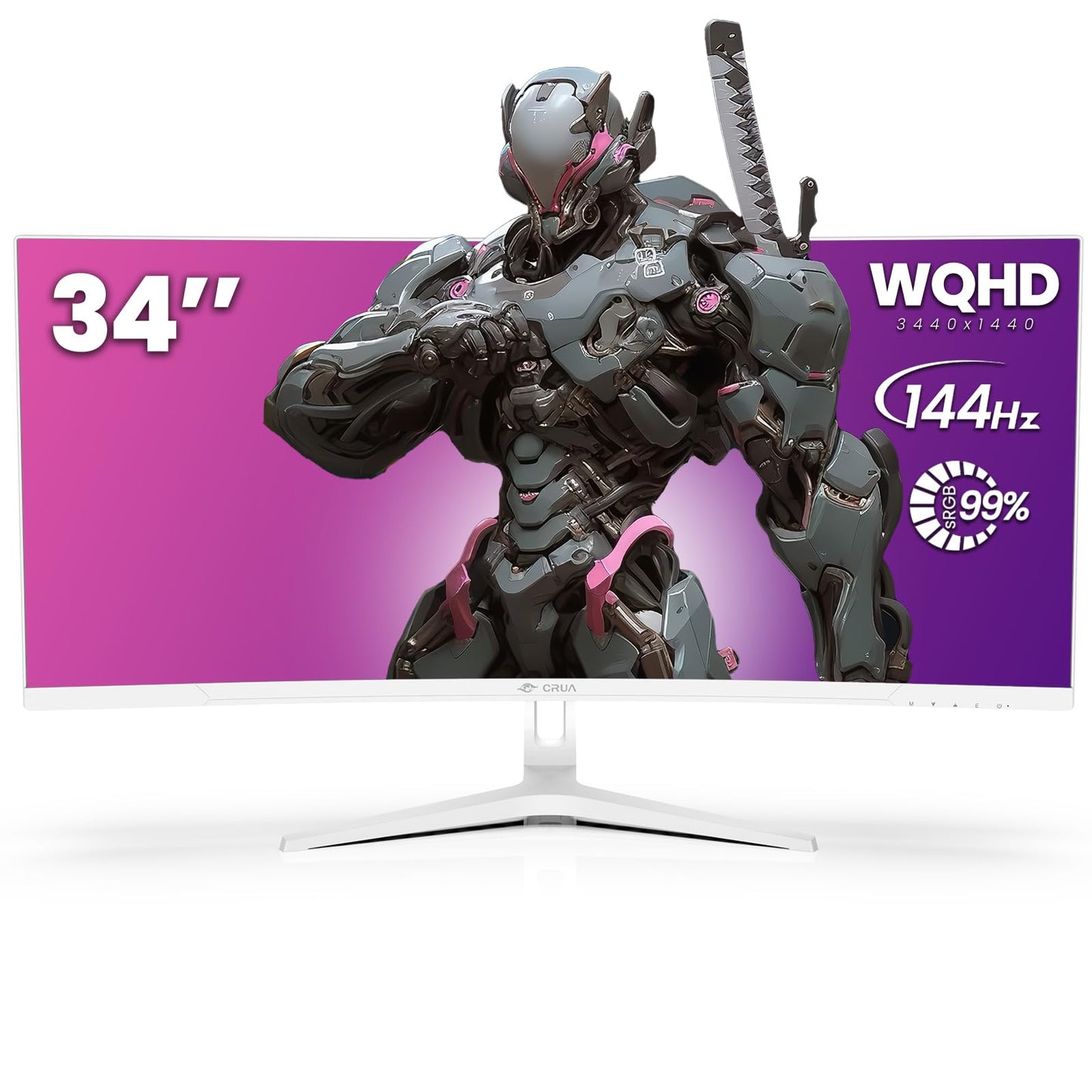 CRUA 27" Curved Gaming Monitor, FHD 1920x1080P, 144Hz/180Hz Computer Monitor, 1800R VA Screen, 99% sRGB, AMD FreeSync, HDMI & DP, Wall Mount Install- Black