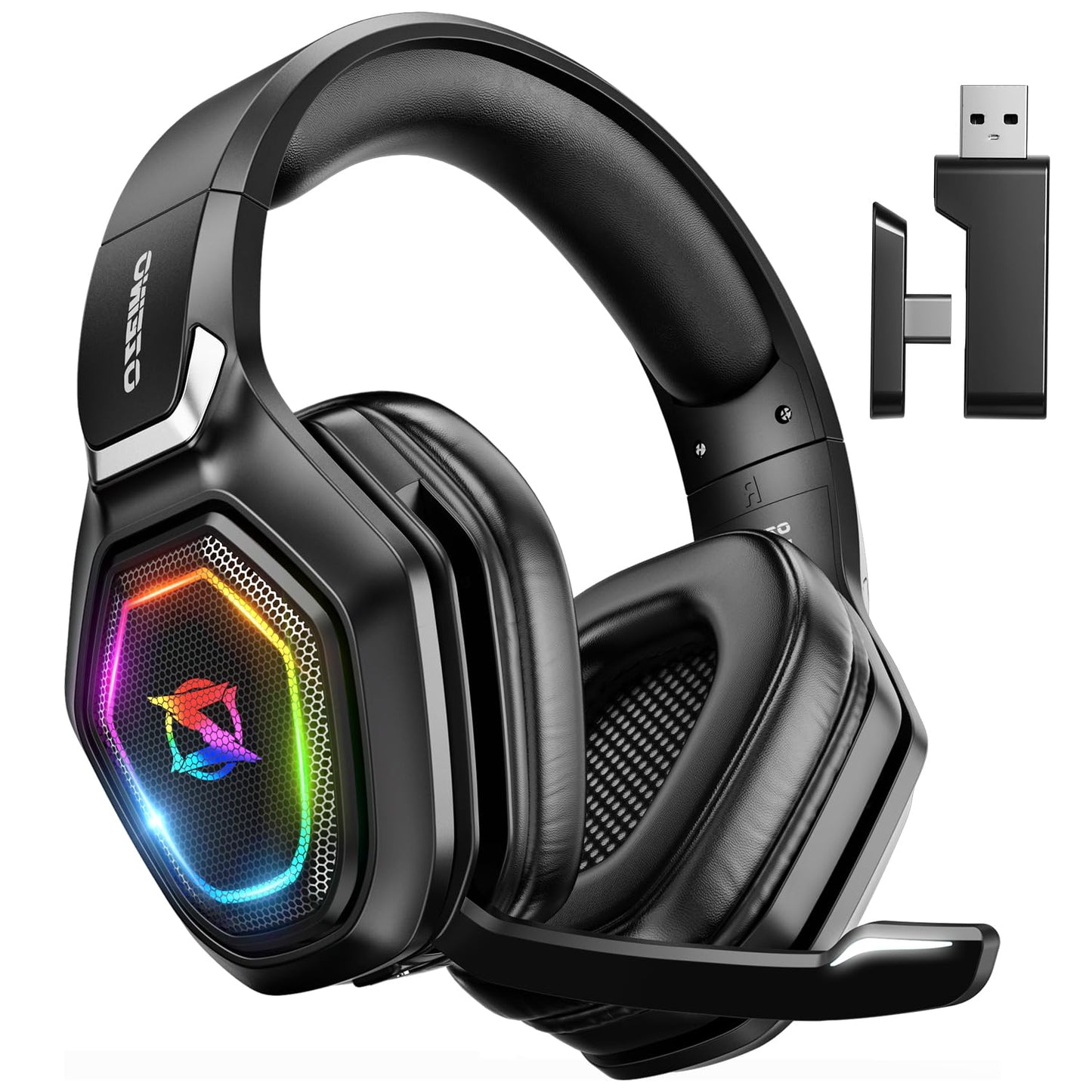 2.4GHz Wireless Gaming Headset for PC, Ps5, Ps4 - Lossless Audio USB & Type-C Ultra Stable Gaming Headphones with Flip Microphone, 40-Hr Battery Gamer Headset for Switch, Laptop, Mobile, Mac