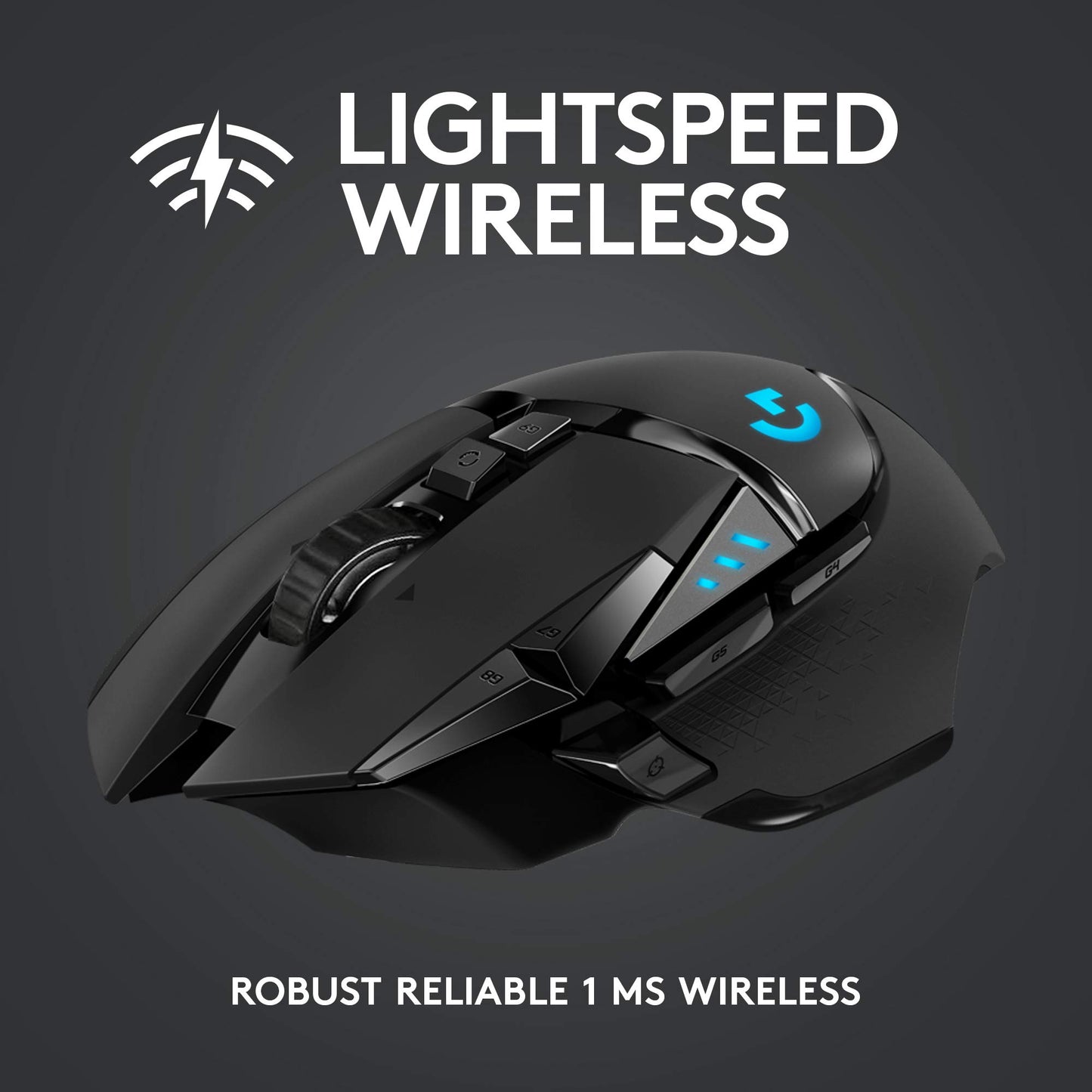 Logitech G502 Lightspeed Wireless Gaming Mouse with Hero 25K Sensor, PowerPlay Compatible, Tunable Weights and Lightsync RGB - Black