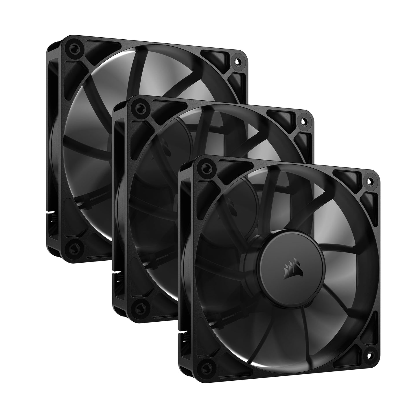 Ventiladores CORSAIR RS120 de 120 mm PWM – Conexión en cadena – Bajo nivel de ruido – Rodamiento de cúpula magnético – Paquete triple – Negro 