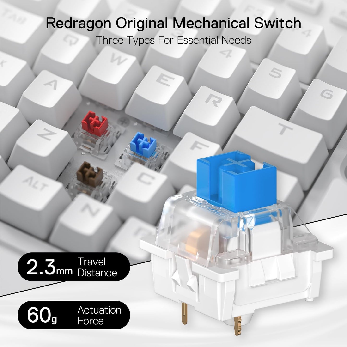 Teclado mecánico para juegos con cable RGB de una mano Redragon K585 DITI, teclado para juegos profesional tipo C de 42 teclas con conector intercambiable en caliente mejorado, 7 teclas macro integradas y reposamuñecas desmontable 