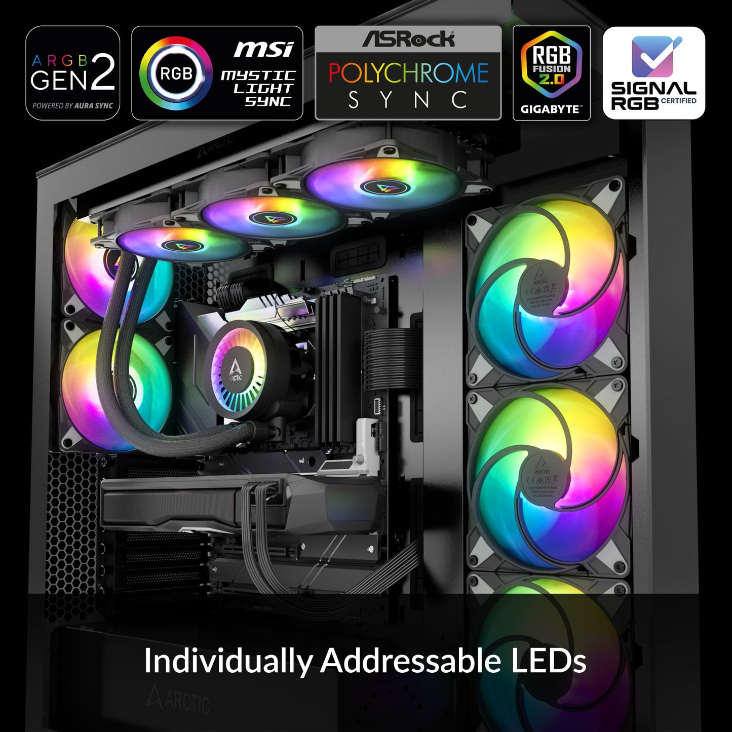 ARCTIC Liquid Freezer III 360 A-RGB - CPU AIO Water Cooler, Water Cooling PC, Intel & AMD, Efficient PWM-Controlled Pump, Fan: 200–2000 RPM, LGA1851 and LGA1700 Contact Frame - Black