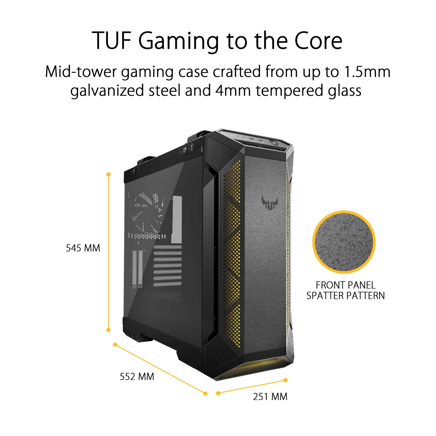 ASUS TUF Gaming GT501 White Edition Mid-Tower Computer Case for up to EATX Motherboards with 2 x USB 3.1 Front Panel, Smoked Tempered Glass, Steel Construction, and Four Case Fans