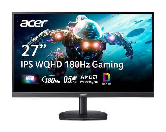 Monitor para juegos Acer Nitro 27" WQHD 2560 x 1440 IPS | AMD FreeSync | Frecuencia de actualización de hasta 180 Hz | Hasta 0,5 ms | DCI-P3 95 % | Compatibilidad con HDR 10 | 1 Display Port 1.2 y 2 HDMI 2.0 | KG271U N3bmiipx 