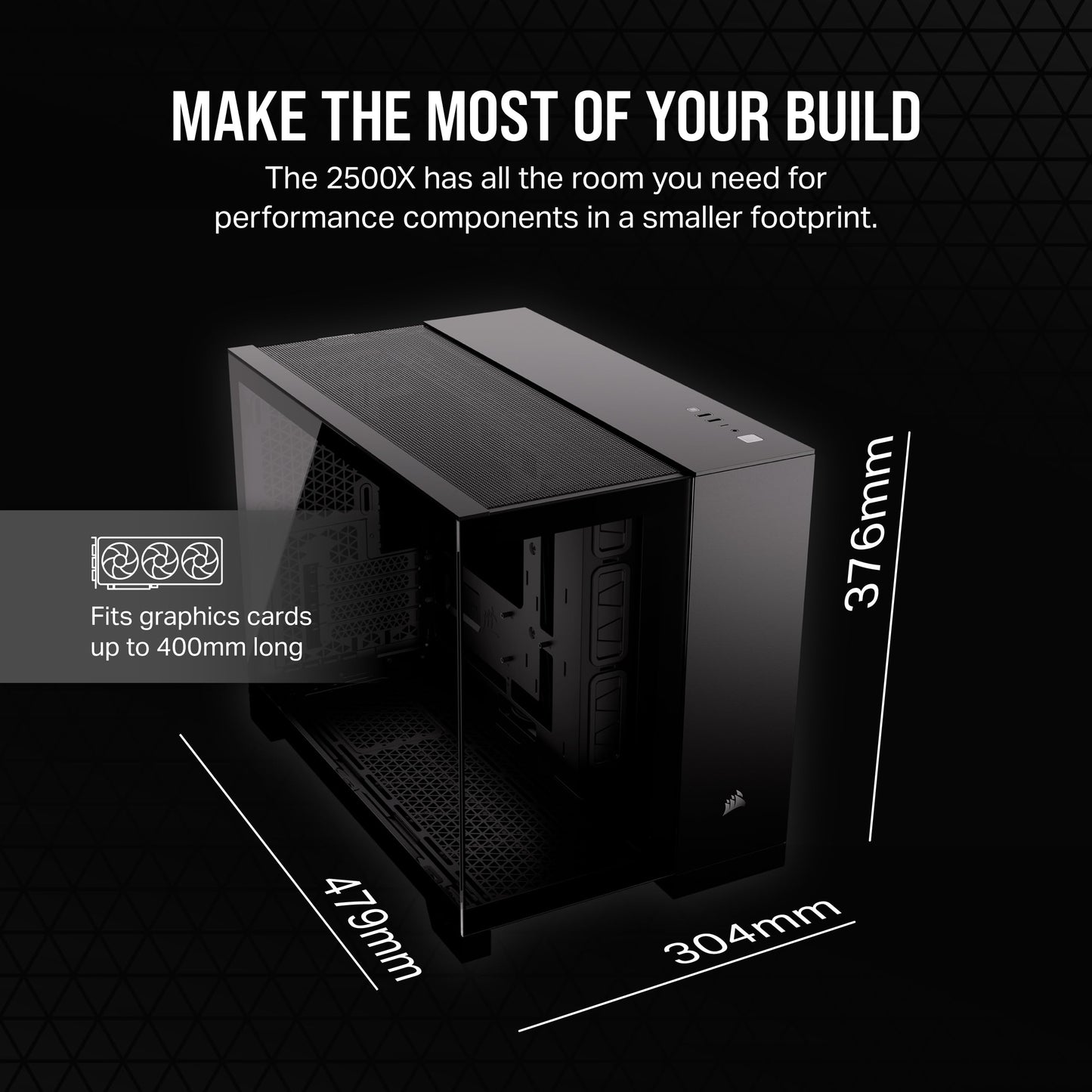 Caja para PC ATX de torre intermedia de doble cámara CORSAIR 6500X, vidrio templado panorámico, compatible con placa base con conexión inversa, sin ventiladores, color negro 