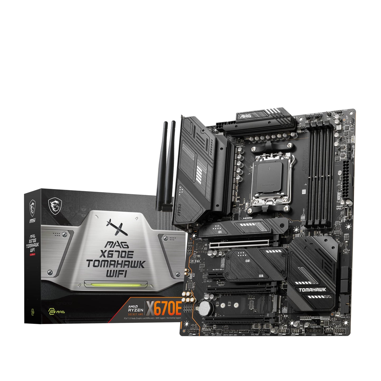 MSI MAG X870 Tomahawk WiFi Gaming Motherboard (AMD Ryzen 9000/8000/7000 Series Processors, AM5, DDR5, PCIe 5.0, M.2 Gen5, SATA 6Gb/s, USB 40Gbps, HDMI/DP, Wi-Fi 7, Bluetooth 5.4, 5Gbps LAN, ATX)