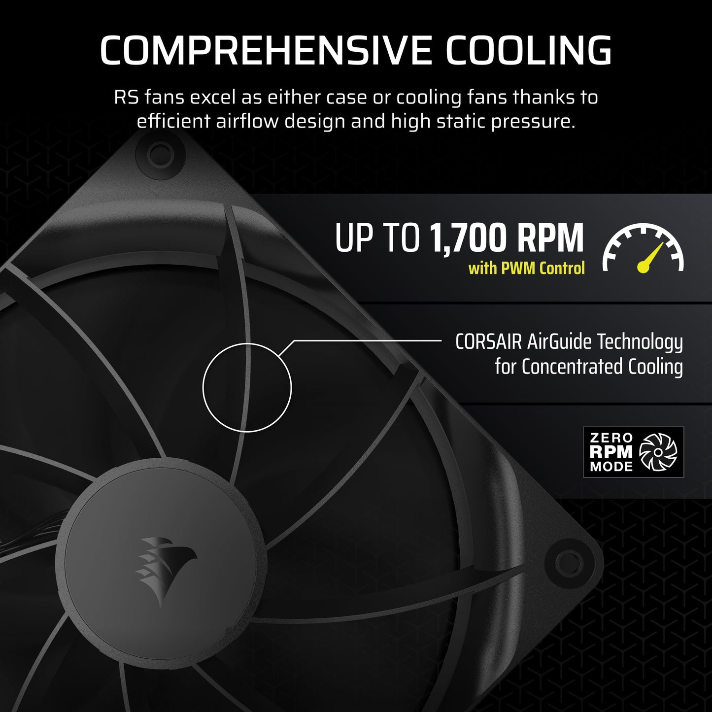 Ventiladores CORSAIR RS120 de 120 mm PWM – Conexión en cadena – Bajo nivel de ruido – Rodamiento de cúpula magnético – Paquete triple – Negro 