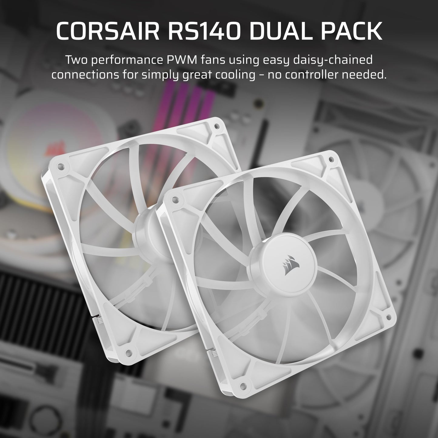 CORSAIR RS120 120mm PWM Fans – Daisy-Chain Connection – Low-Noise – Magnetic Dome Bearing – Triple Pack – Black