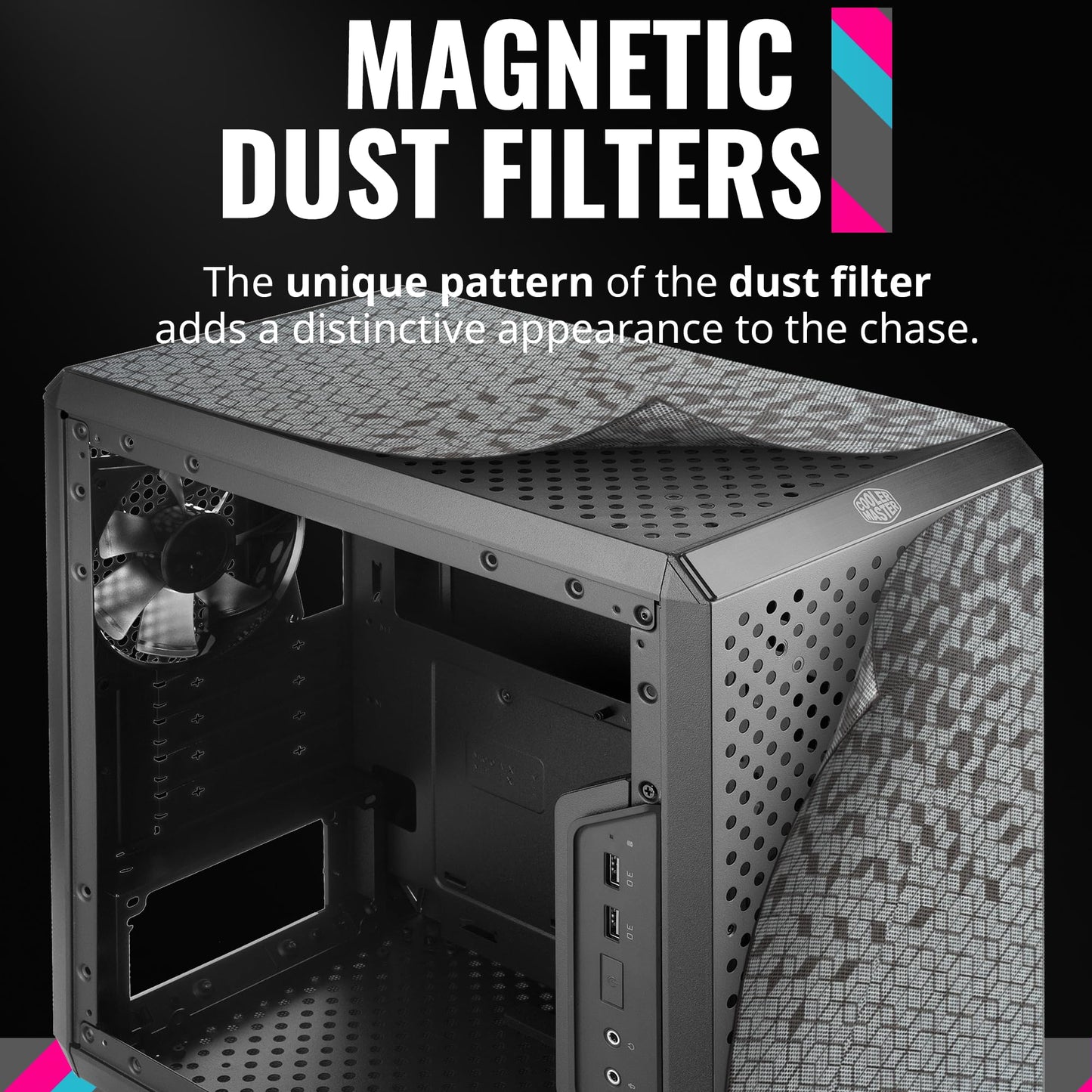 Cooler Master MasterBox Q300L Micro-ATX Tower with Magnetic Design Dust Filter, Transparent Acrylic Side Panel, Adjustable I/O & Fully Ventilated Airflow, Black (MCB-Q300L-KANN-S00)