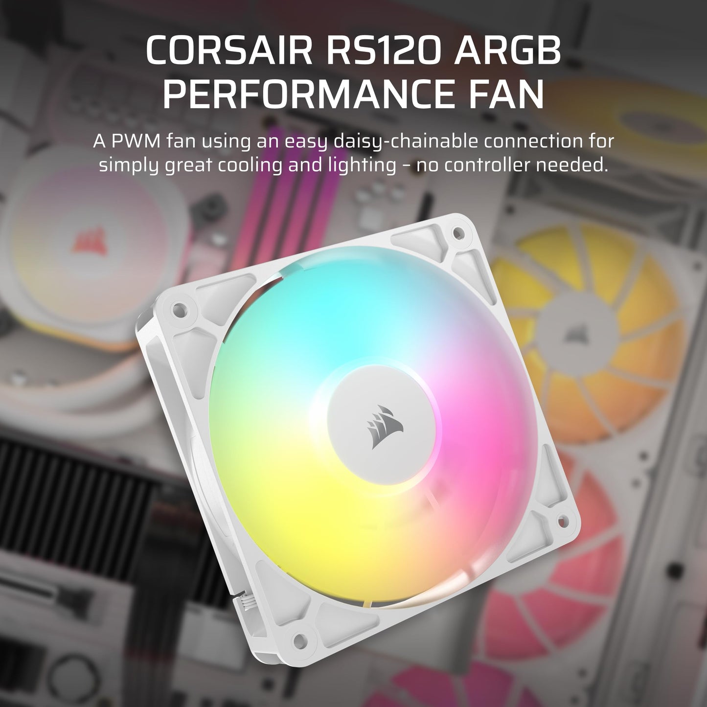 CORSAIR RS120 120mm PWM Fans – Daisy-Chain Connection – Low-Noise – Magnetic Dome Bearing – Triple Pack – Black