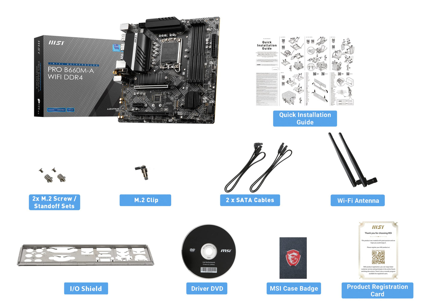 MSI PRO B760-P WiFi DDR4 ProSeries Motherboard (Supports 12th/13th/14th Gen Intel Processors, LGA 1700, DDR4, PCIe 4.0, M.2, 2.5Gbps LAN, USB 3.2 Gen2, HDMI/DP, Wi-Fi 6E, Bluetooth 5.3, ATX)