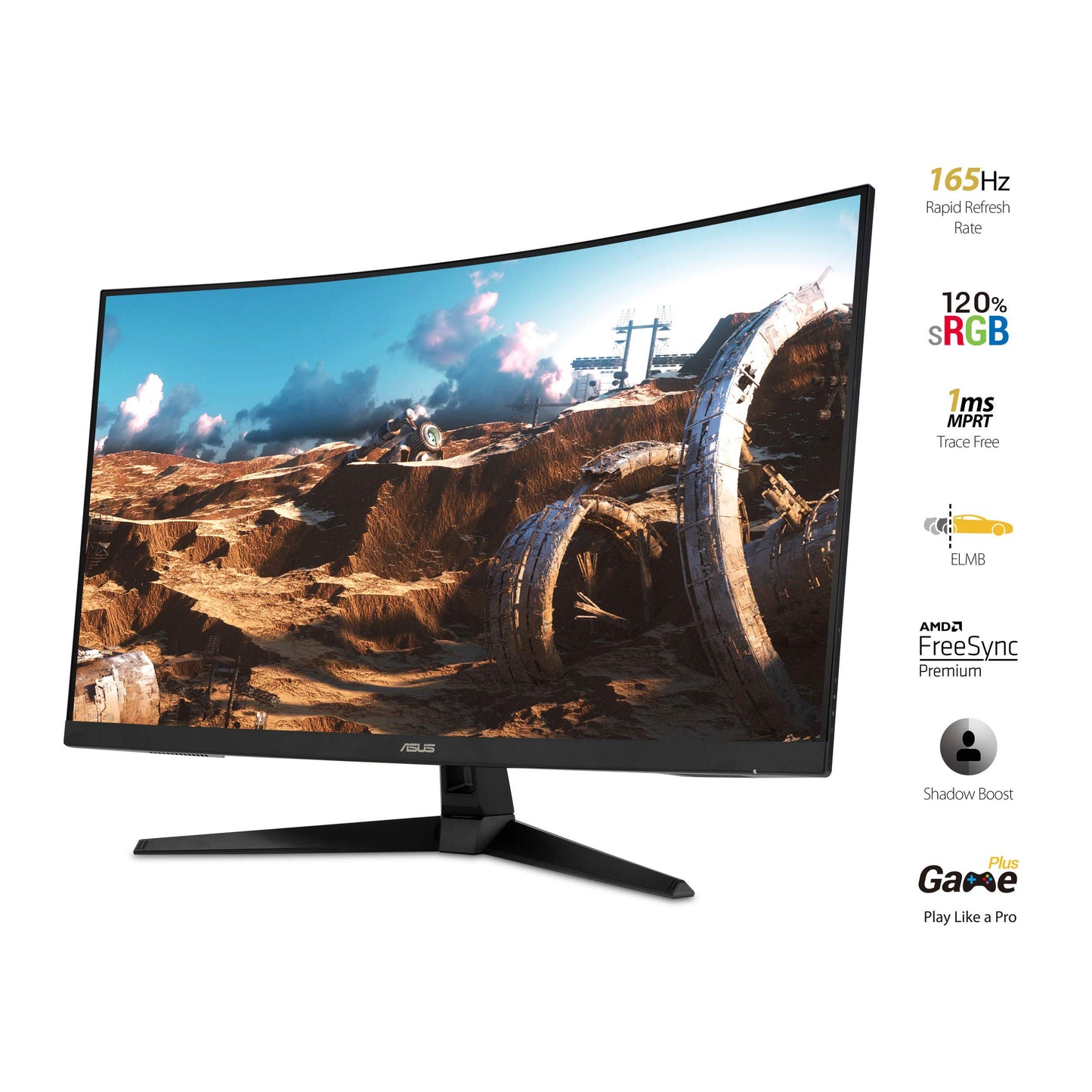 ASUS TUF Gaming 32" 1440P HDR Curved Monitor (VG32VQ1B) - QHD (2560 x 1440), 165Hz (Supports 144Hz), 1ms, Extreme Low Motion Blur, Speaker, FreeSync Premium, VESA Mountable, DisplayPort, HDMI,BLACK