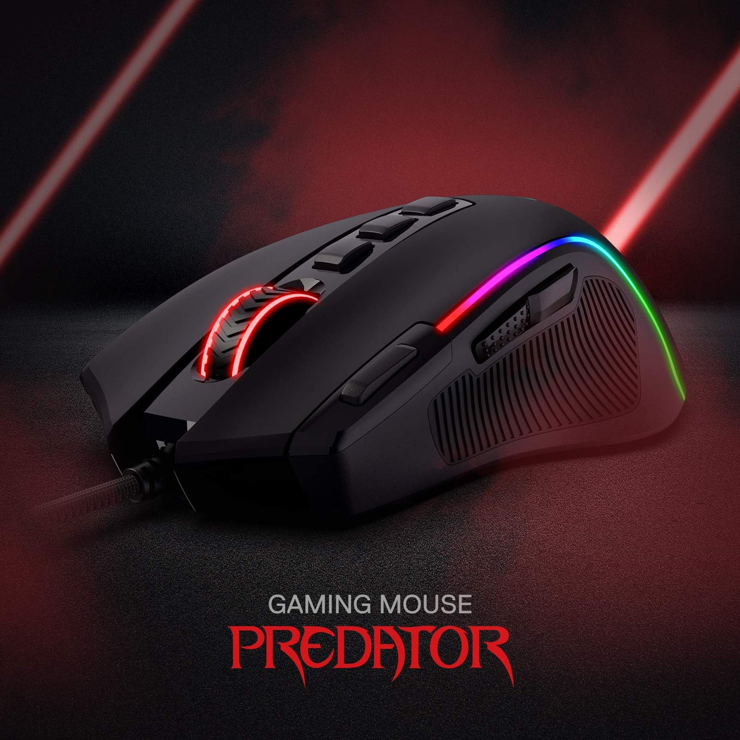 Ratón para juegos Redragon M612 Predator RGB, ratón óptico con cable de 8000 DPI con 11 botones programables y 5 modos de retroiluminación, software compatible con combinaciones de teclas DIY, botón de disparo rápido 