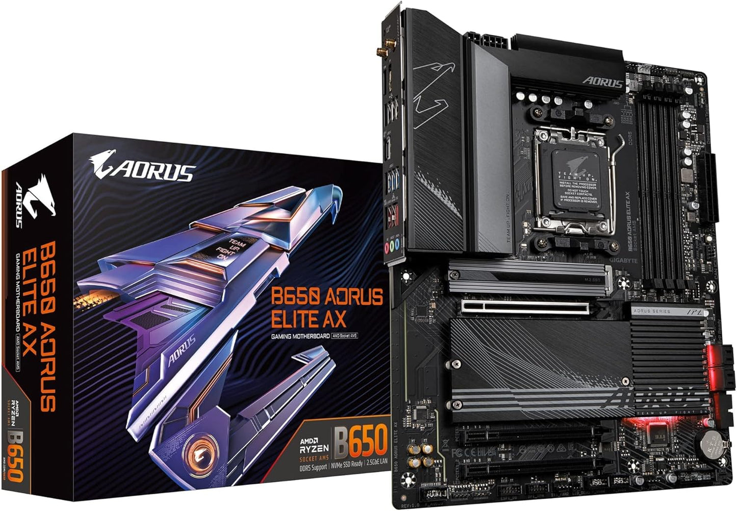 Placa base GIGABYTE B650 AORUS Elite AX AMD B650 ATX con DDR5, PCIe 5.0, WiFi 6E, garantía de 5 años 