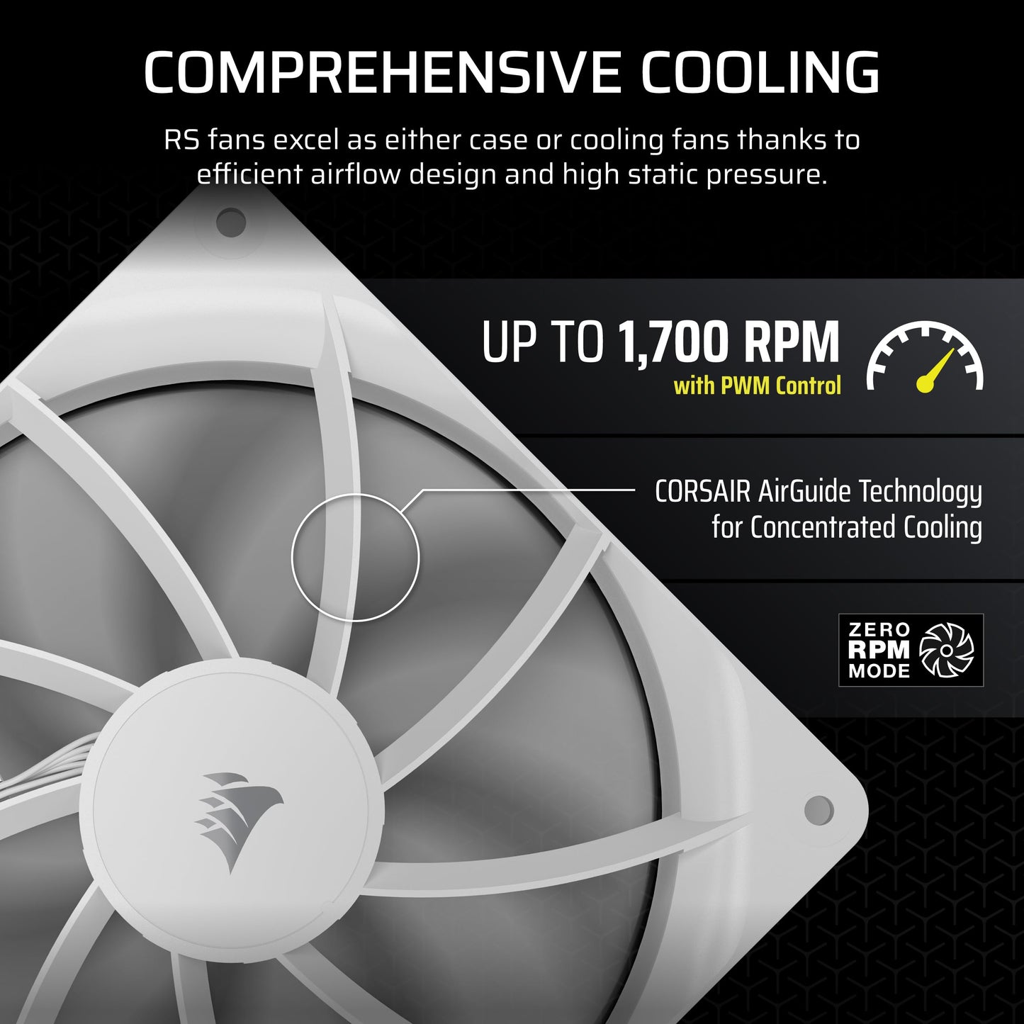 CORSAIR RS120 120mm PWM Fans – Daisy-Chain Connection – Low-Noise – Magnetic Dome Bearing – Triple Pack – Black