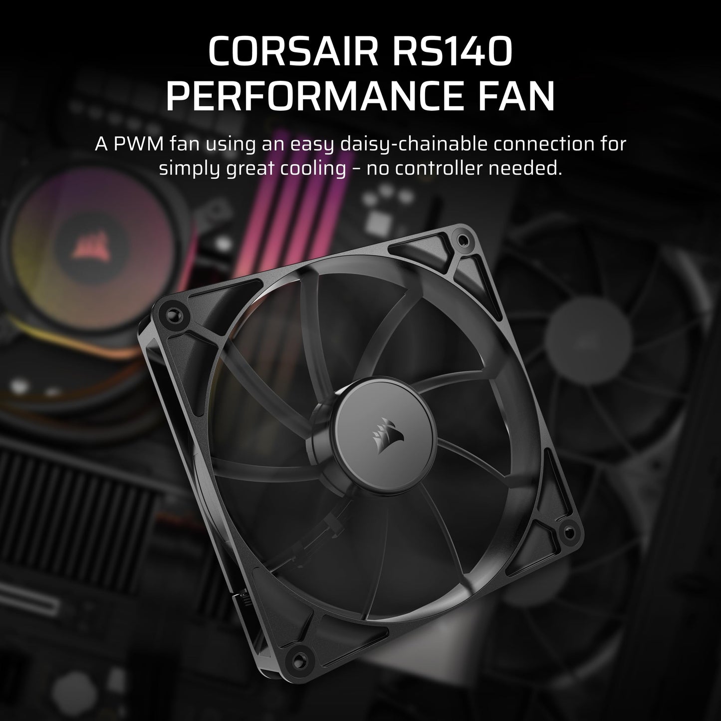 CORSAIR RS120 120mm PWM Fans – Daisy-Chain Connection – Low-Noise – Magnetic Dome Bearing – Triple Pack – Black