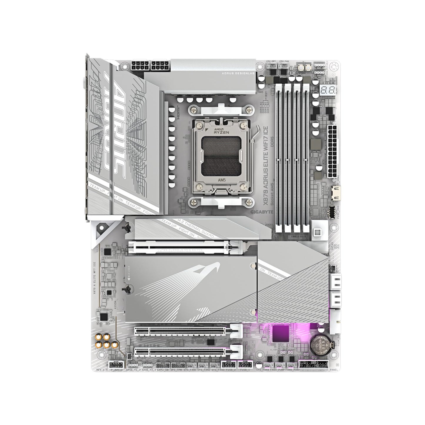 Placa base GIGABYTE X870 AORUS Elite WIFI7 ICE AMD AM5 LGA 1718, ATX, DDR5, 4X M.2, PCIe 5.0, USB4, WIFI7, LAN de 2,5 GbE, EZ-Latch, garantía de 5 años 