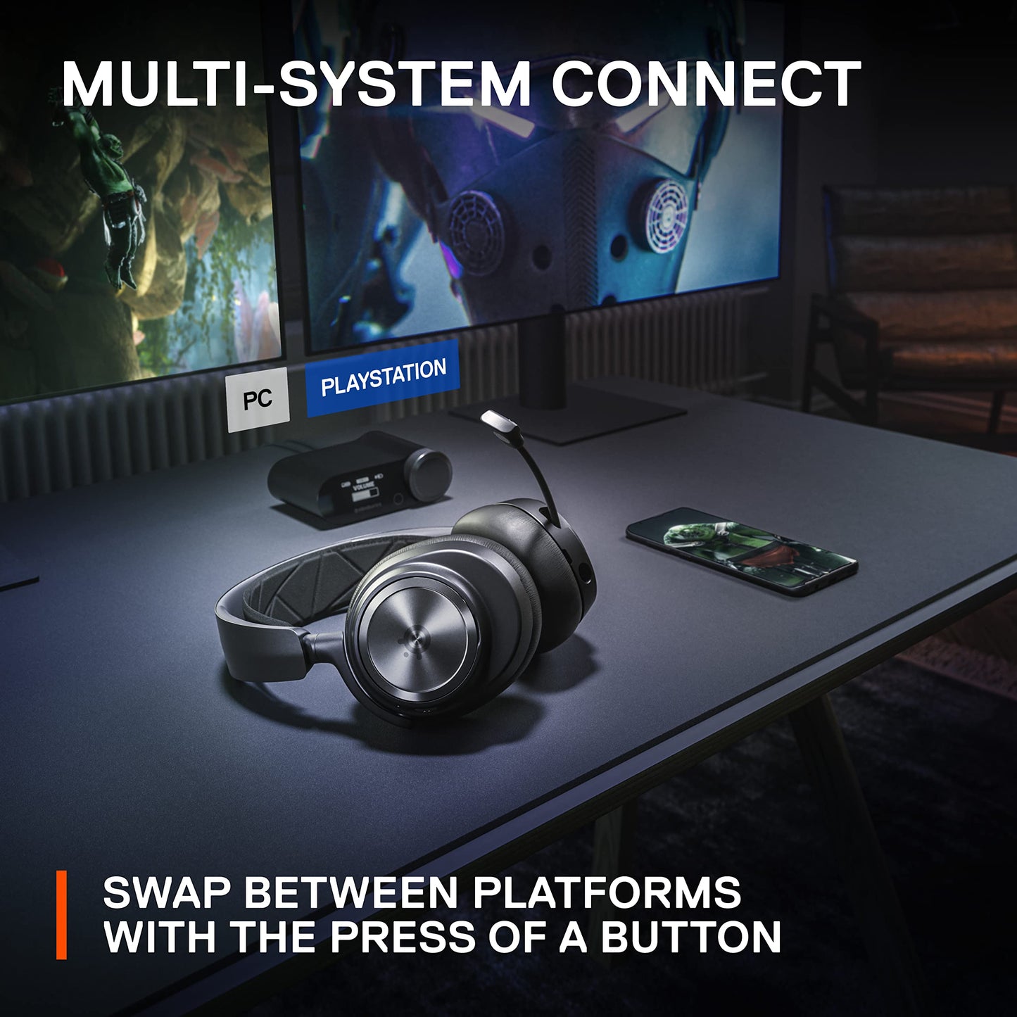 SteelSeries Arctis Nova Pro Wireless Multi-System Gaming Headset - Premium Hi-Fi Drivers - Active Noise Cancellation - Infinity Power System - Stealth Retractable Mic - PC, PS5/PS4, Switch, Mobile