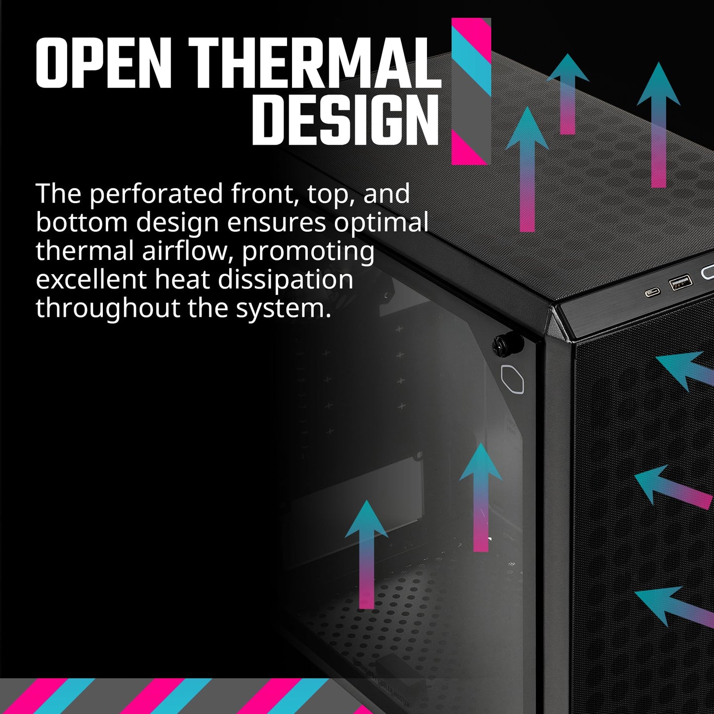 Torre Micro-ATX Cooler Master MasterBox Q300L con filtro de polvo de diseño magnético, panel lateral de acrílico transparente, E/S ajustable y flujo de aire completamente ventilado, color negro (MCB-Q300L-KANN-S00) 