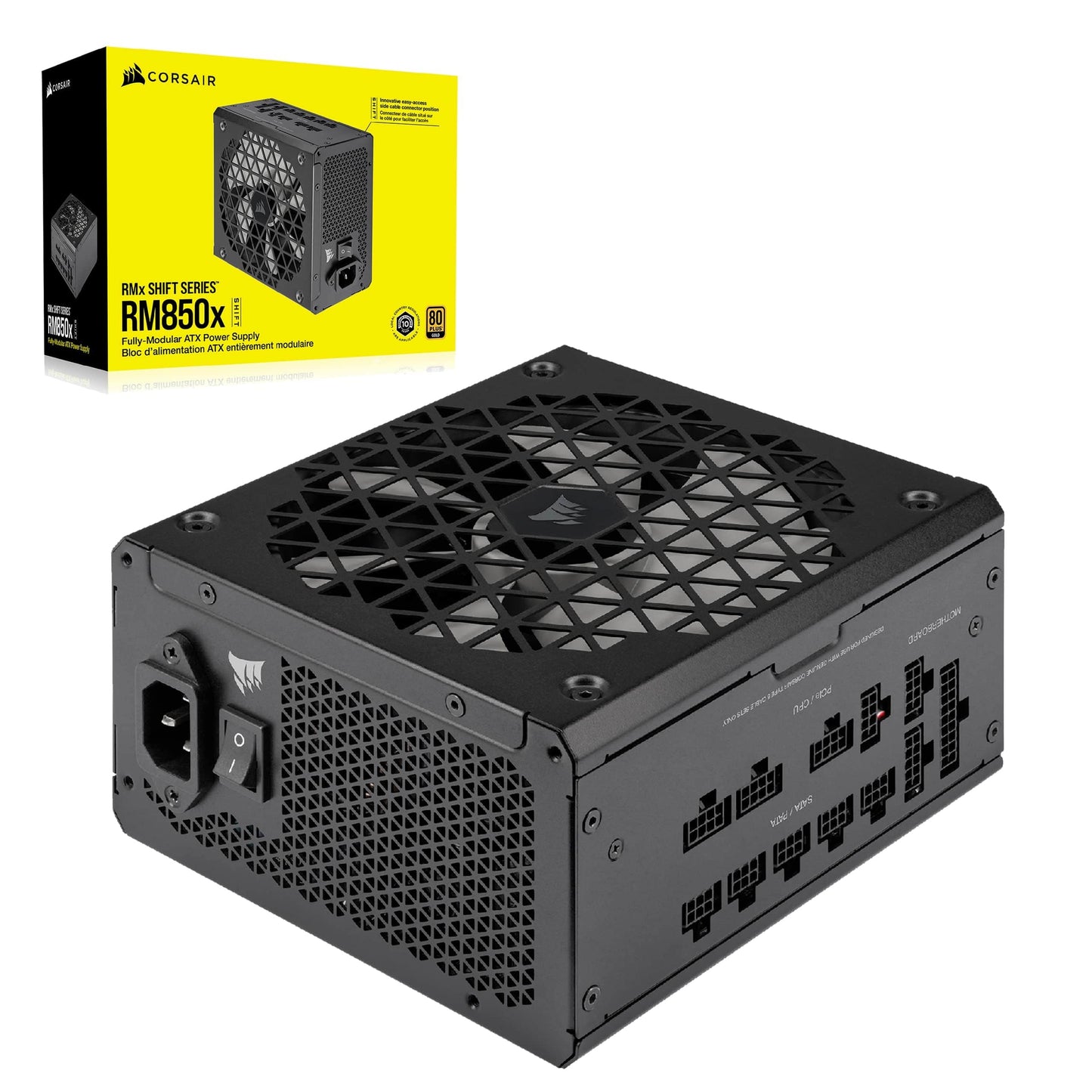 Corsair RM1000x Shift Fully Modular ATX Power Supply - Modular Side Interface - ATX 3.0 & PCIe 5.0 Compliant - Zero RPM Fan Mode - 105°C-Rated Capacitors - 80 Plus Gold Efficiency - Black