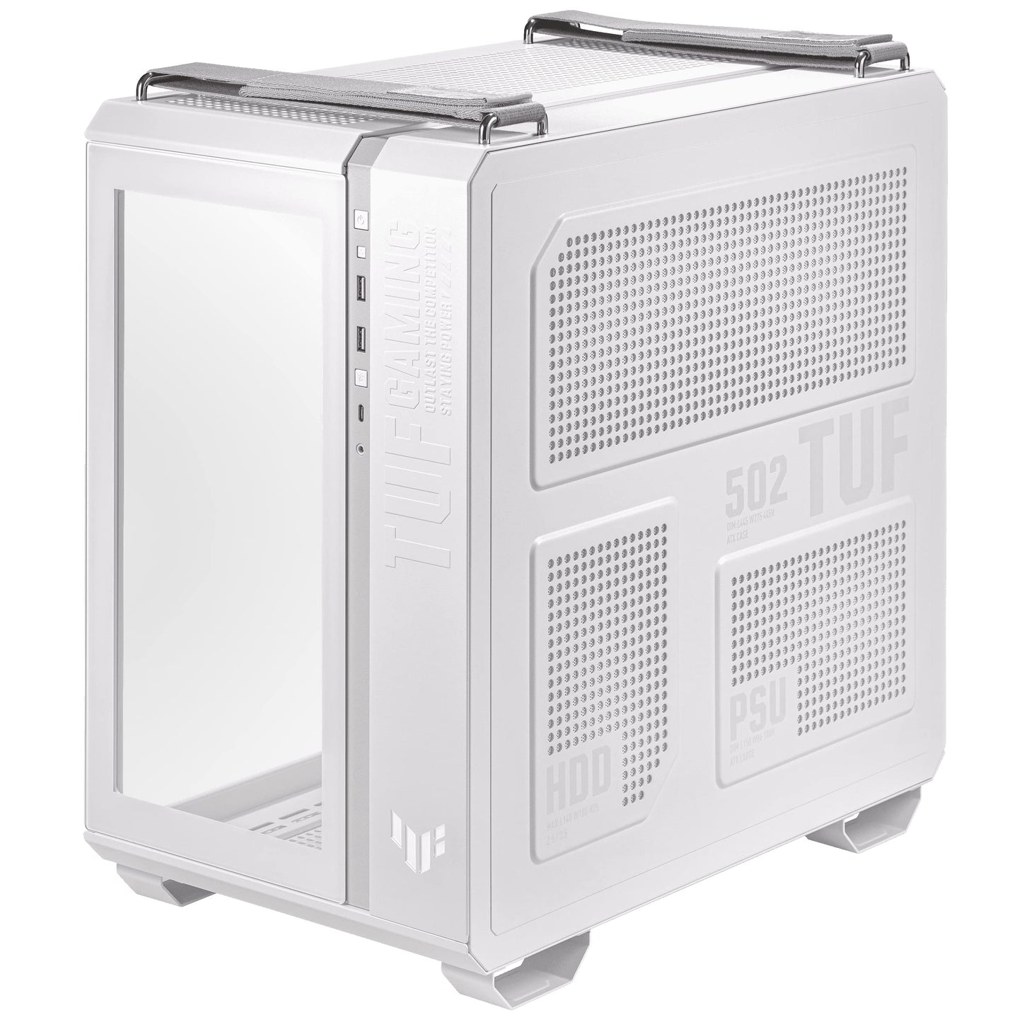 ASUS TUF Gaming GT501 White Edition Mid-Tower Computer Case for up to EATX Motherboards with 2 x USB 3.1 Front Panel, Smoked Tempered Glass, Steel Construction, and Four Case Fans