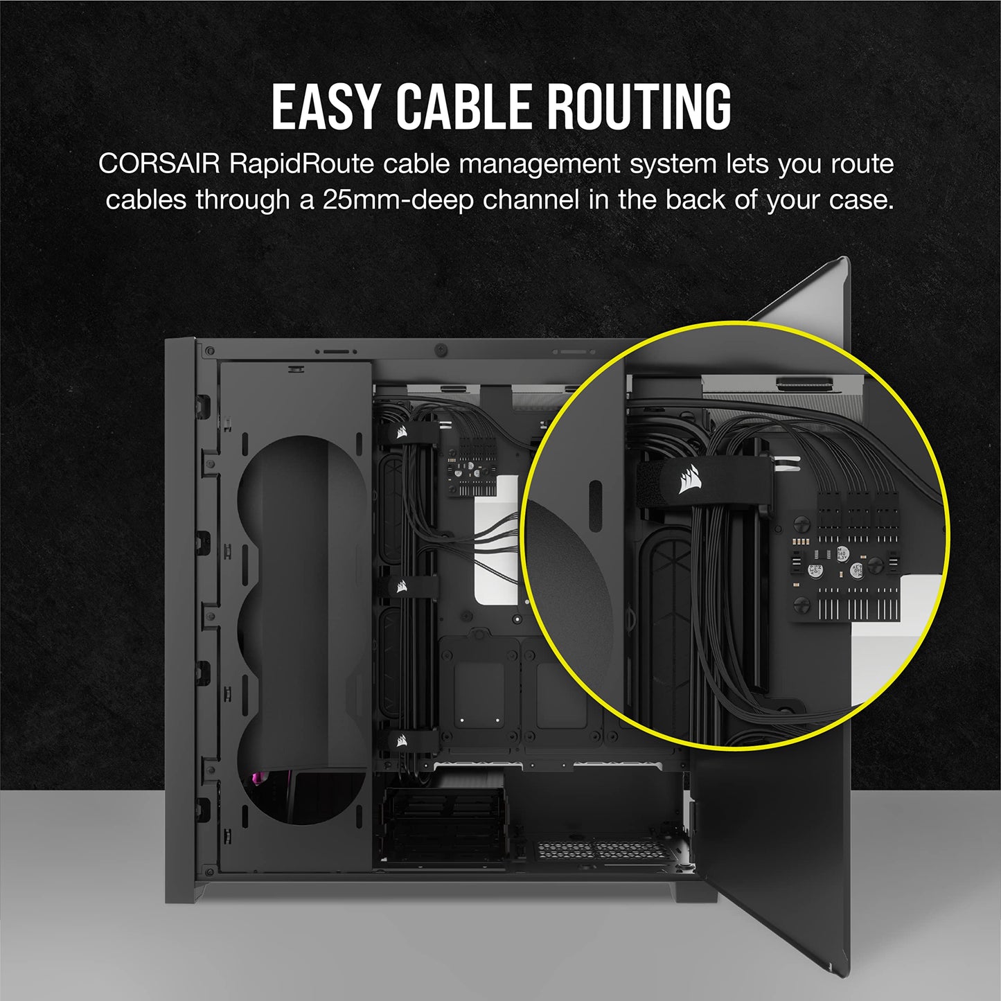 Caja de torre intermedia Corsair 5000D RGB - 3 ventiladores AF120 RGB - Lighting Node PRO - Diseño de alto flujo de aire - Gestión de cables RapidRoute - Negro 