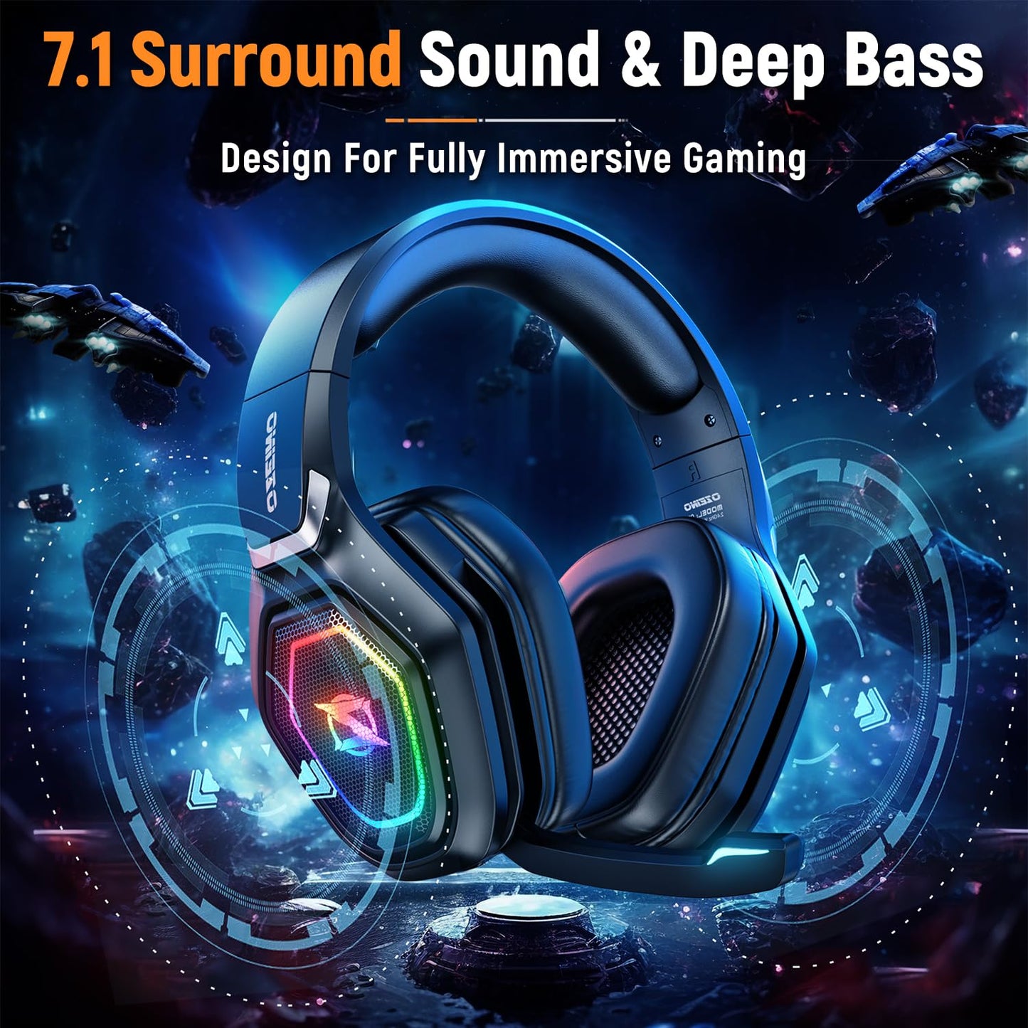 2.4GHz Wireless Gaming Headset for PC, Ps5, Ps4 - Lossless Audio USB & Type-C Ultra Stable Gaming Headphones with Flip Microphone, 40-Hr Battery Gamer Headset for Switch, Laptop, Mobile, Mac