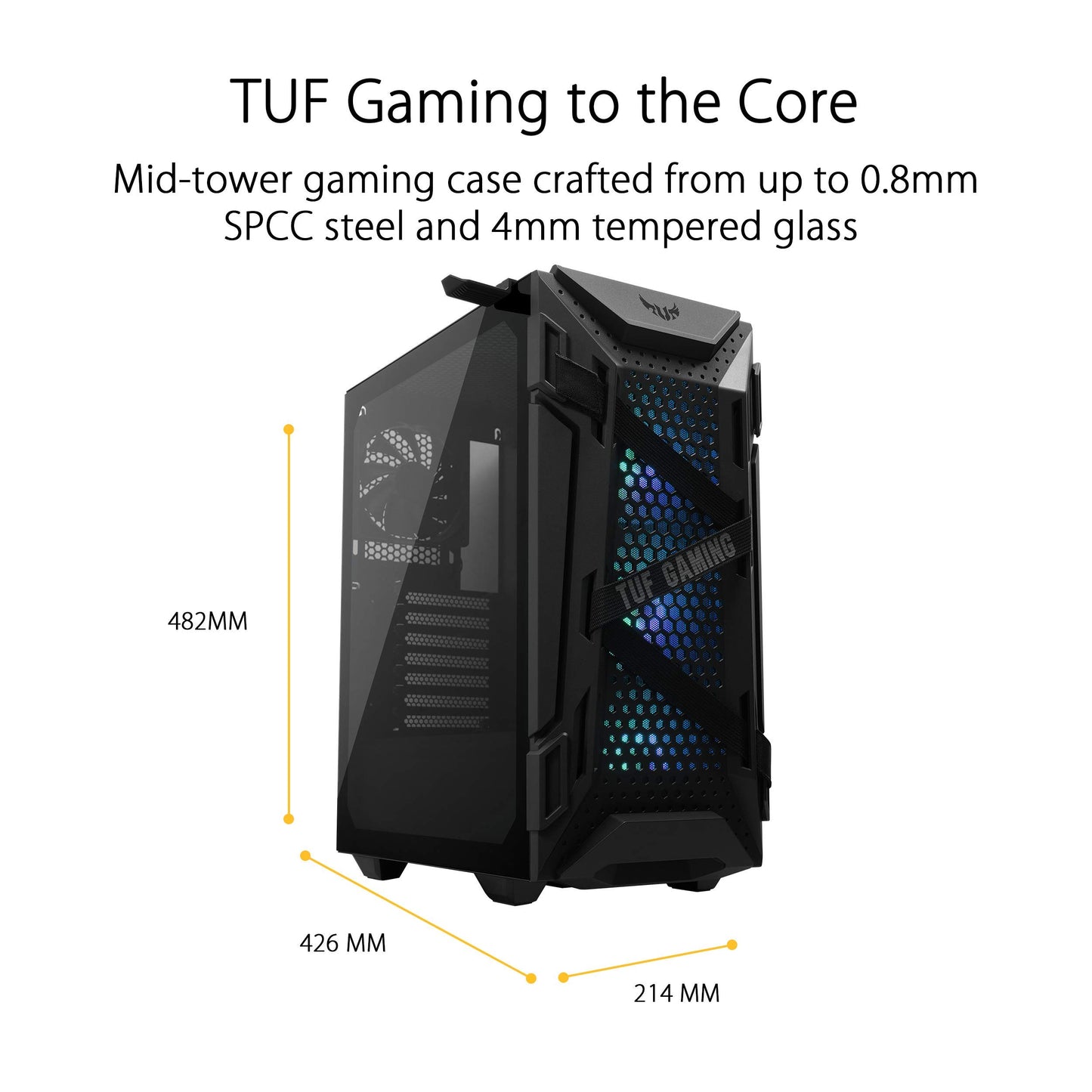 ASUS TUF Gaming GT501 White Edition Mid-Tower Computer Case for up to EATX Motherboards with 2 x USB 3.1 Front Panel, Smoked Tempered Glass, Steel Construction, and Four Case Fans