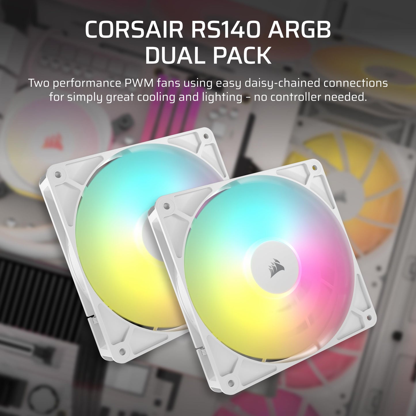 CORSAIR RS120 120mm PWM Fans – Daisy-Chain Connection – Low-Noise – Magnetic Dome Bearing – Triple Pack – Black