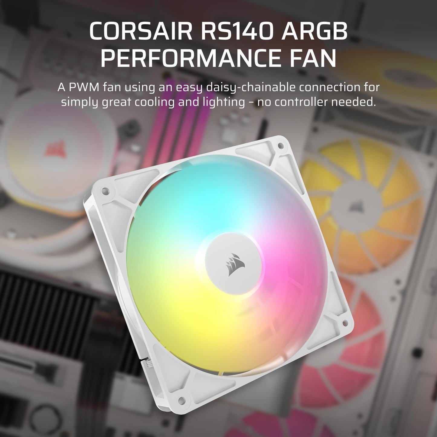 CORSAIR RS120 120mm PWM Fans – Daisy-Chain Connection – Low-Noise – Magnetic Dome Bearing – Triple Pack – Black