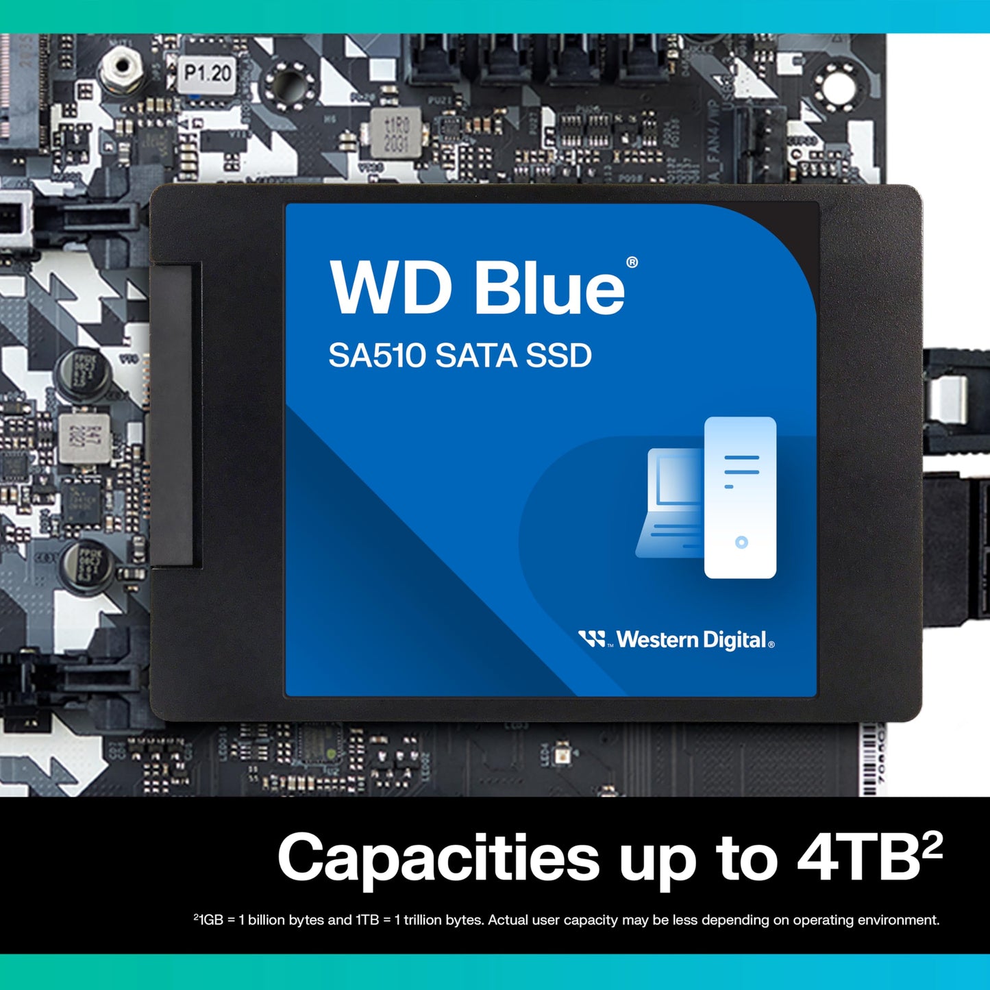 Western Digital 1TB WD Blue SA510 SATA Internal Solid State Drive SSD - SATA III 6 Gb/s, 2.5"/7mm, Up to 560 MB/s - WDS100T3B0A