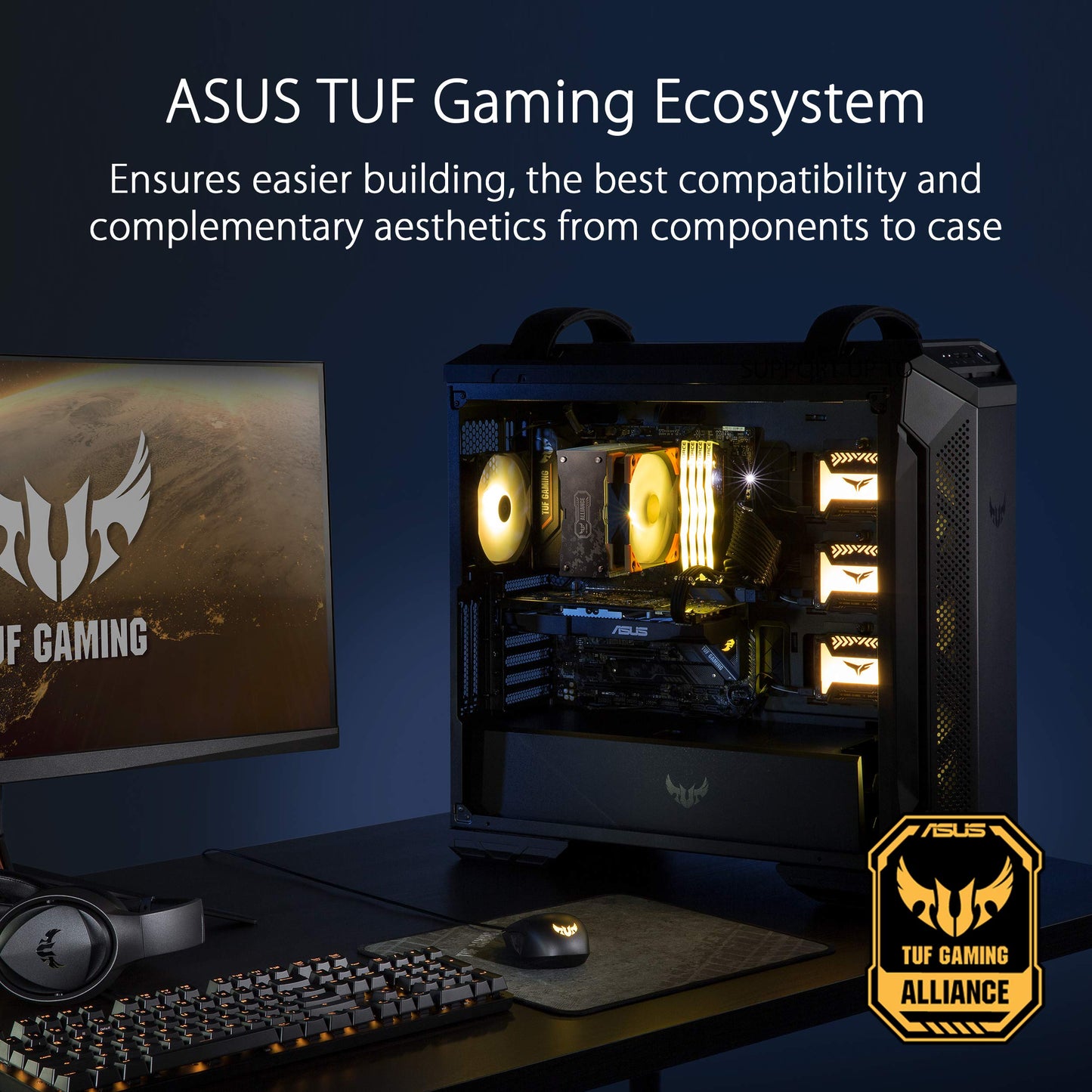 ASUS TUF Gaming GT501 White Edition Mid-Tower Computer Case for up to EATX Motherboards with 2 x USB 3.1 Front Panel, Smoked Tempered Glass, Steel Construction, and Four Case Fans