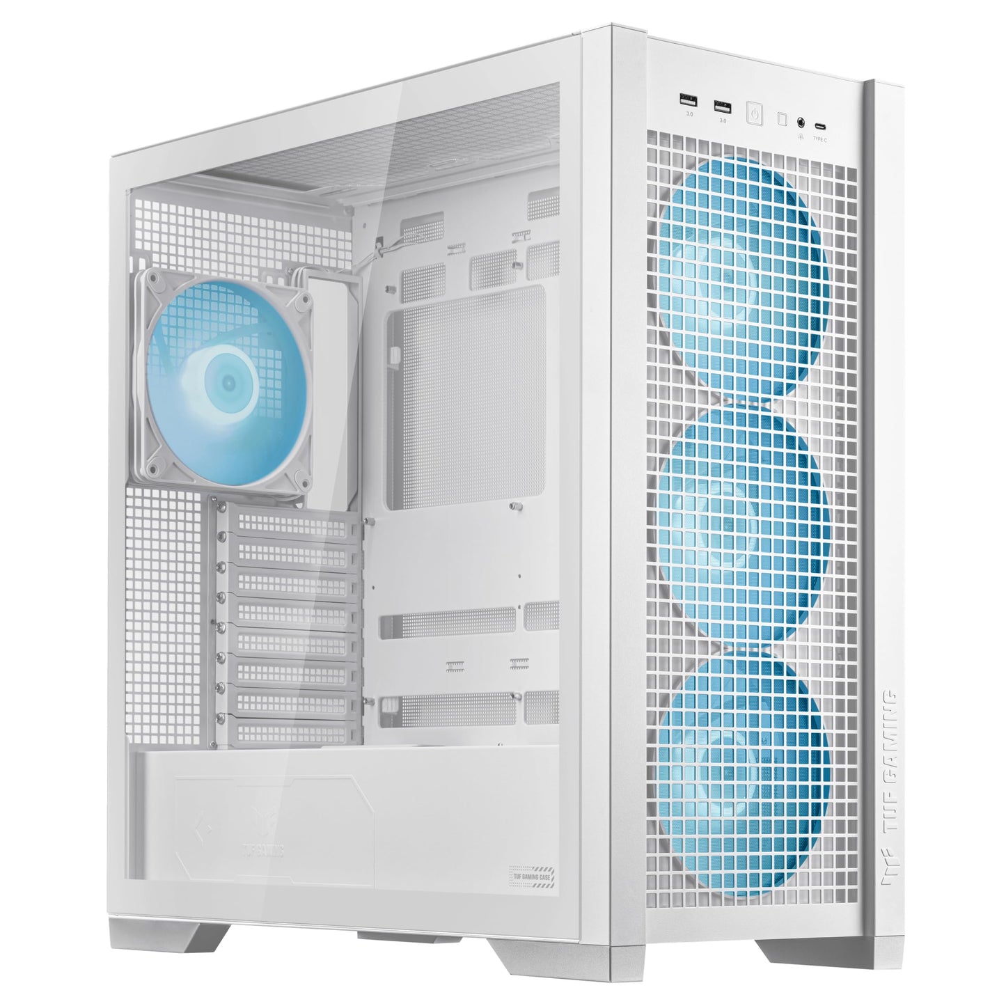 ASUS TUF Gaming GT501 White Edition Mid-Tower Computer Case for up to EATX Motherboards with 2 x USB 3.1 Front Panel, Smoked Tempered Glass, Steel Construction, and Four Case Fans