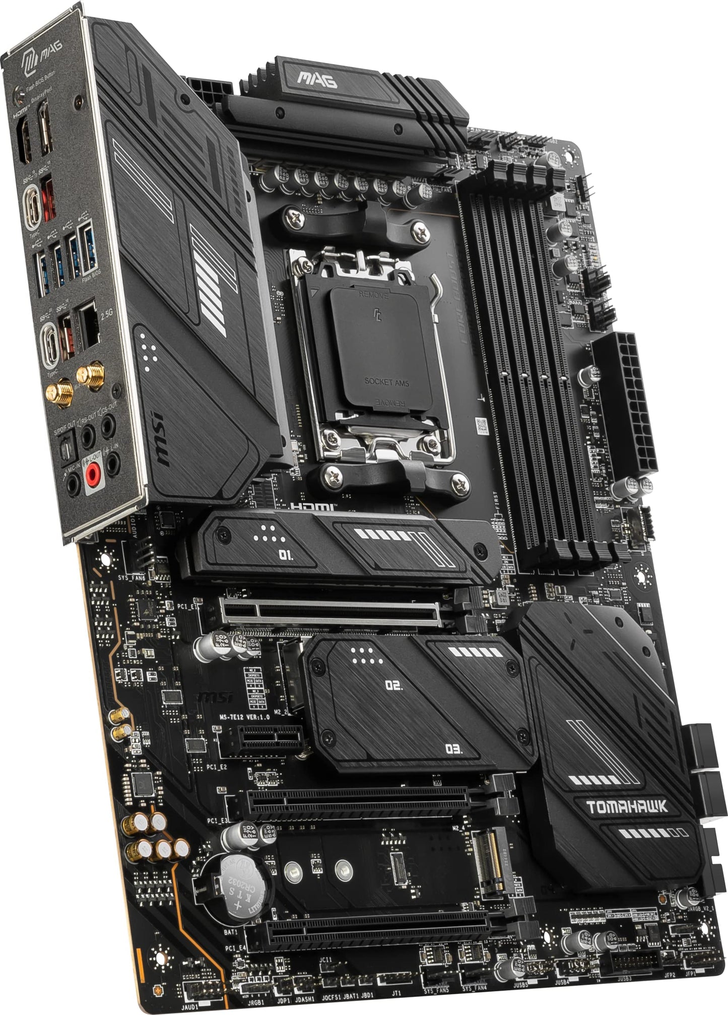 MSI MAG X870 Tomahawk WiFi Gaming Motherboard (AMD Ryzen 9000/8000/7000 Series Processors, AM5, DDR5, PCIe 5.0, M.2 Gen5, SATA 6Gb/s, USB 40Gbps, HDMI/DP, Wi-Fi 7, Bluetooth 5.4, 5Gbps LAN, ATX)