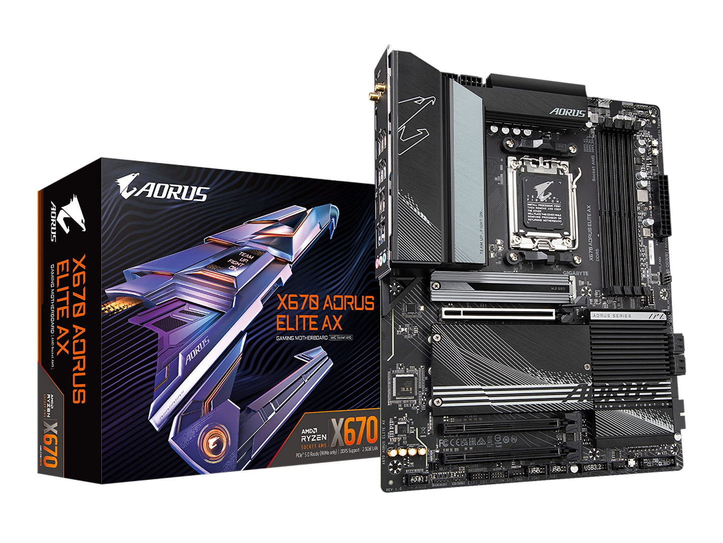 Placa base GIGABYTE X870 AORUS Elite WIFI7 ICE AMD AM5 LGA 1718, ATX, DDR5, 4X M.2, PCIe 5.0, USB4, WIFI7, LAN de 2,5 GbE, EZ-Latch, garantía de 5 años 