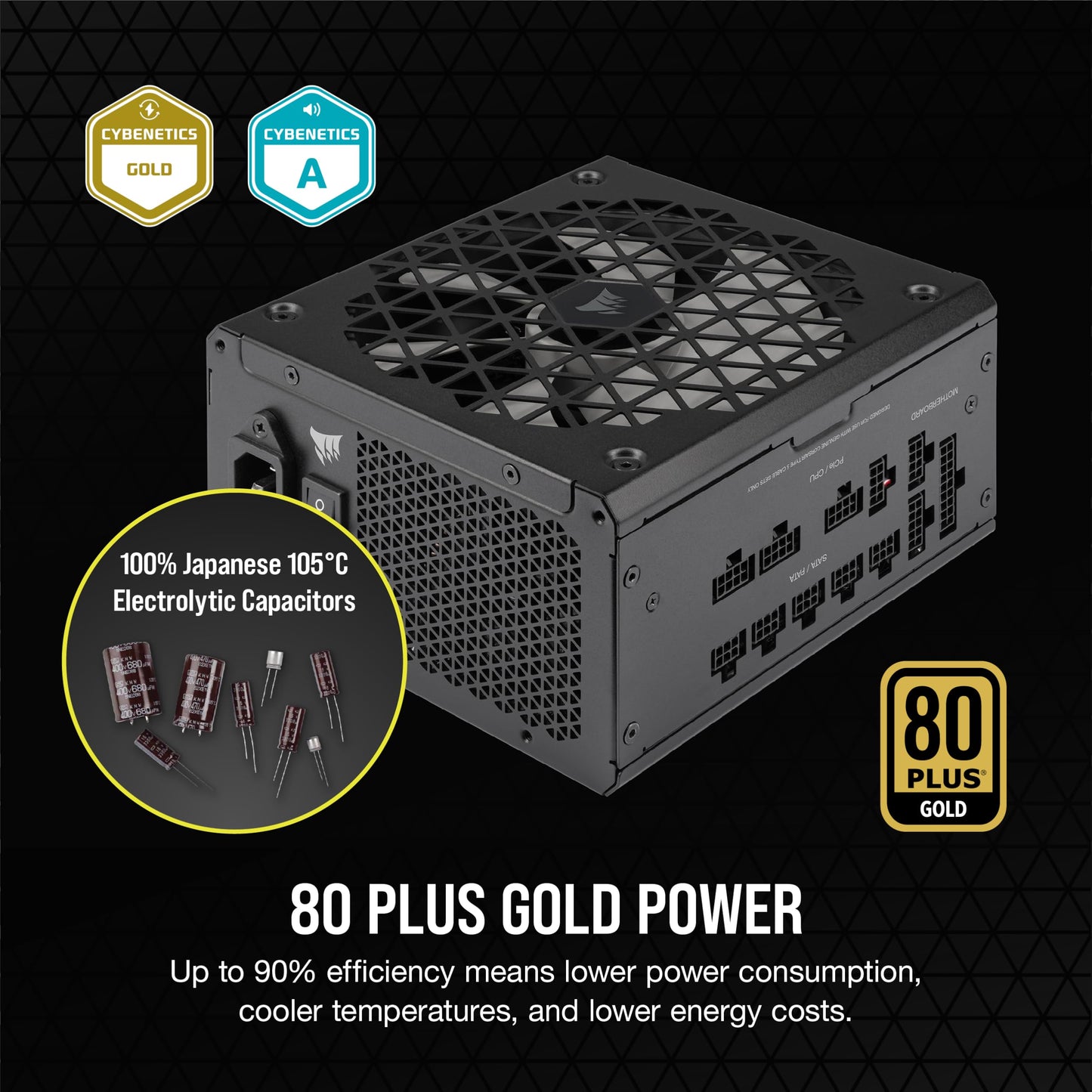 Corsair RM1000x Shift Fully Modular ATX Power Supply - Modular Side Interface - ATX 3.0 & PCIe 5.0 Compliant - Zero RPM Fan Mode - 105°C-Rated Capacitors - 80 Plus Gold Efficiency - Black