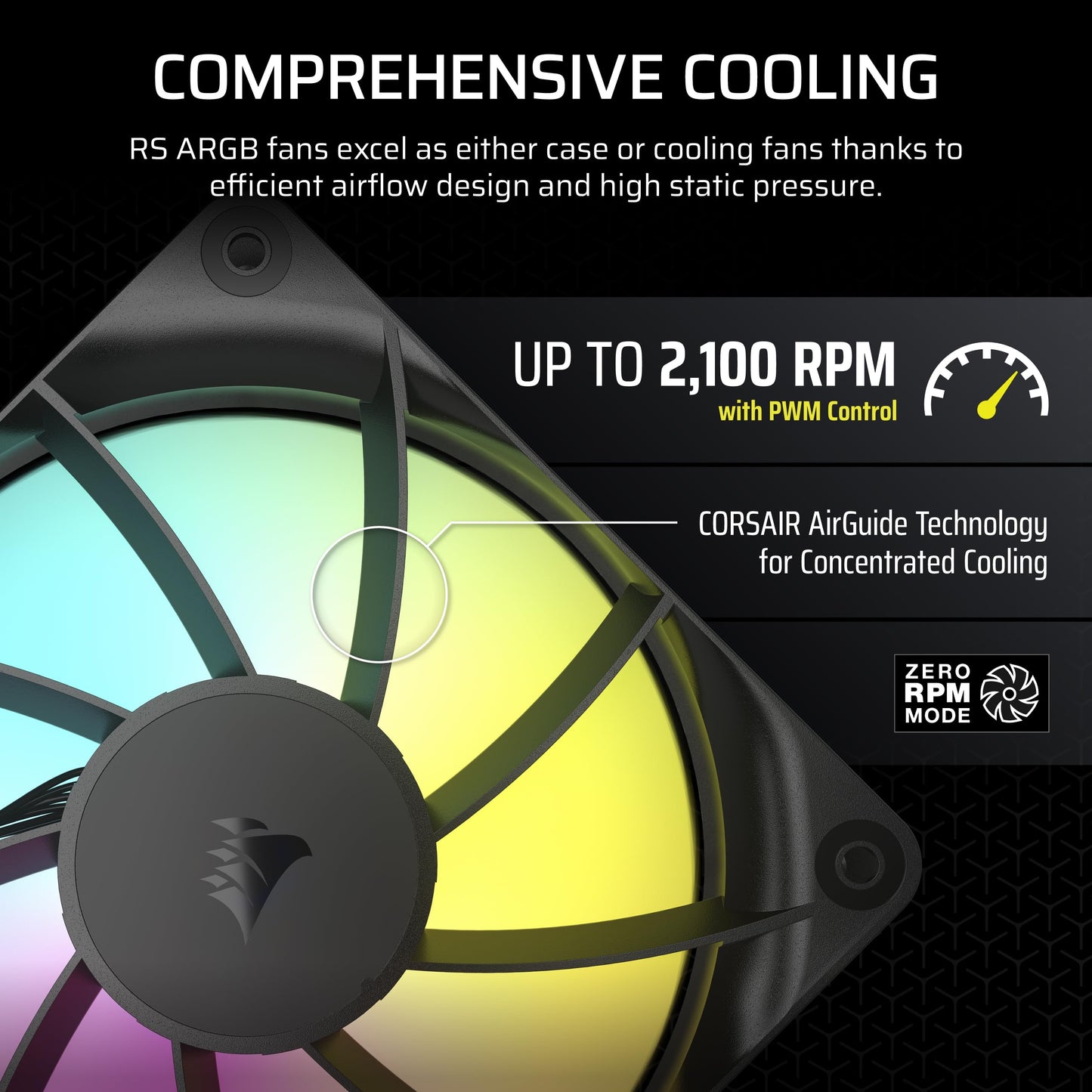 Ventiladores CORSAIR RS120 de 120 mm PWM – Conexión en cadena – Bajo nivel de ruido – Rodamiento de cúpula magnético – Paquete triple – Negro 