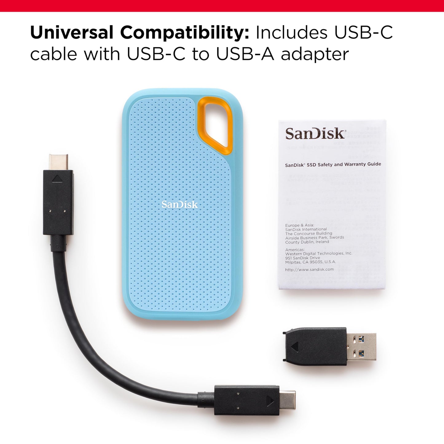 SanDisk 2TB Extreme Portable SSD - Up to 1050MB/s, USB-C, USB 3.2 Gen 2, IP65 Water and Dust Resistance, Updated Firmware - External Solid State Drive - SDSSDE61-2T00-G25